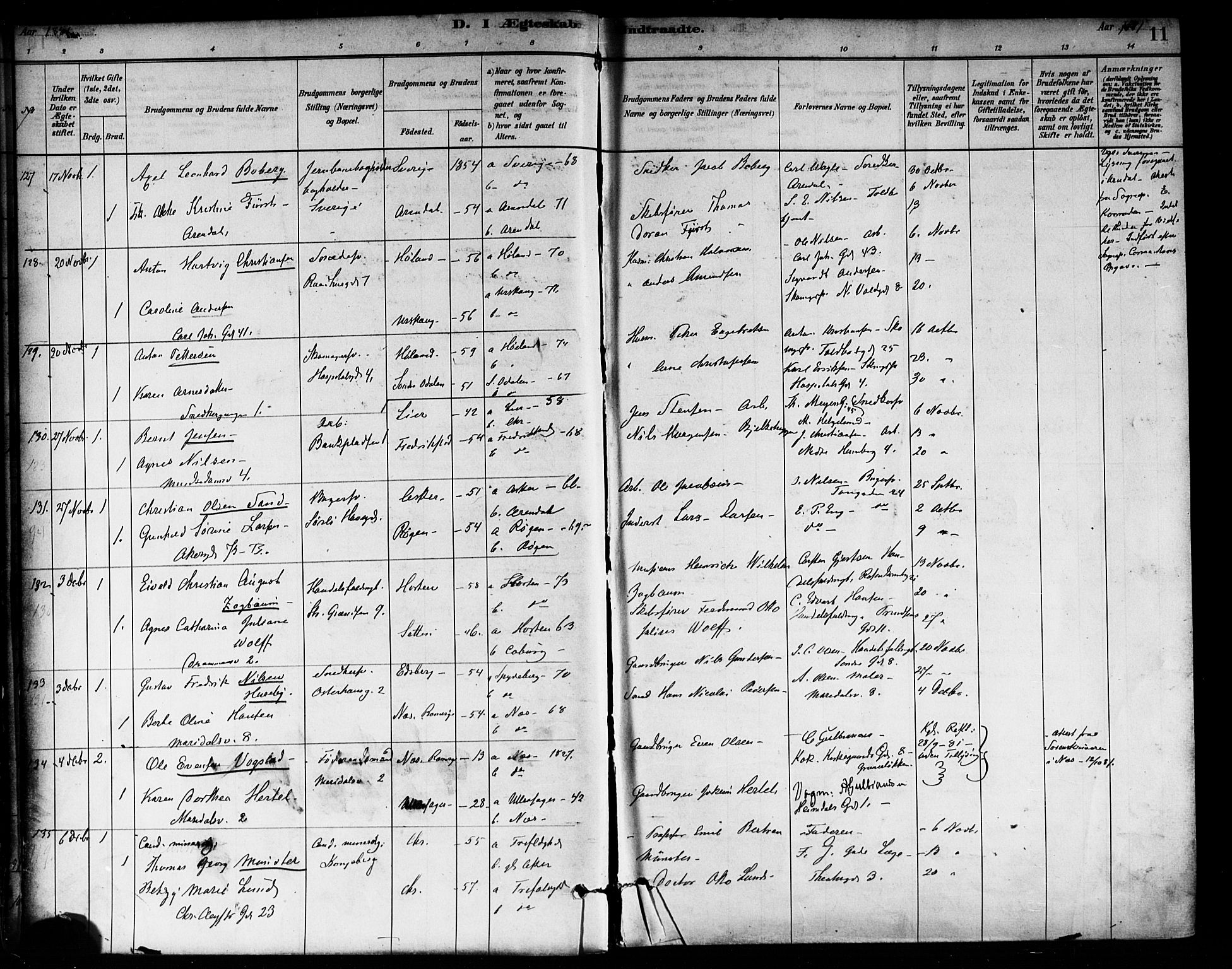Trefoldighet prestekontor Kirkebøker, AV/SAO-A-10882/F/Fc/L0003: Parish register (official) no. III 3, 1881-1891, p. 11