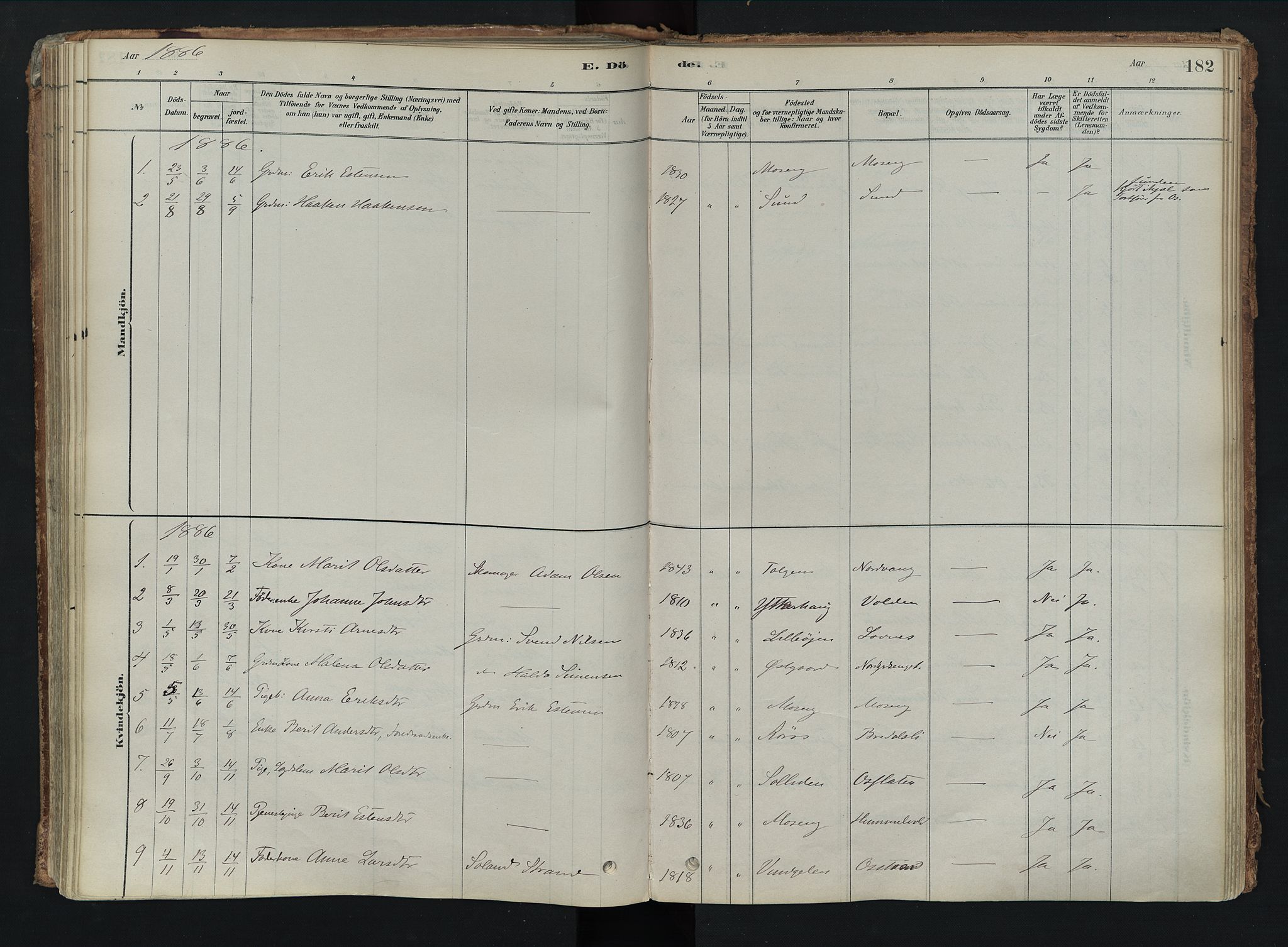 Tolga prestekontor, AV/SAH-PREST-062/K/L0008: Parish register (official) no. 8, 1877-1910, p. 182