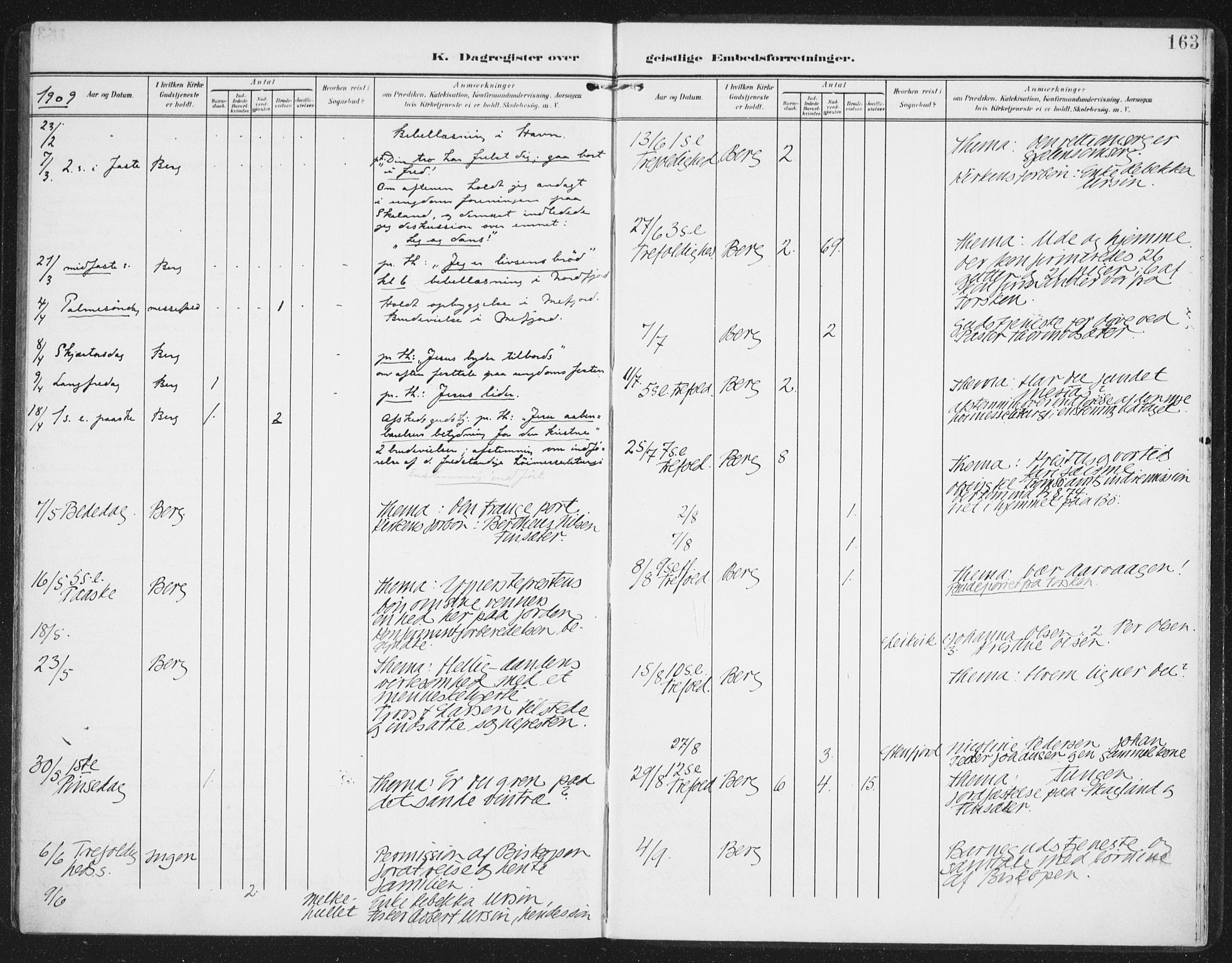 Berg sokneprestkontor, AV/SATØ-S-1318/G/Ga/Gaa/L0007kirke: Parish register (official) no. 7, 1906-1915, p. 163