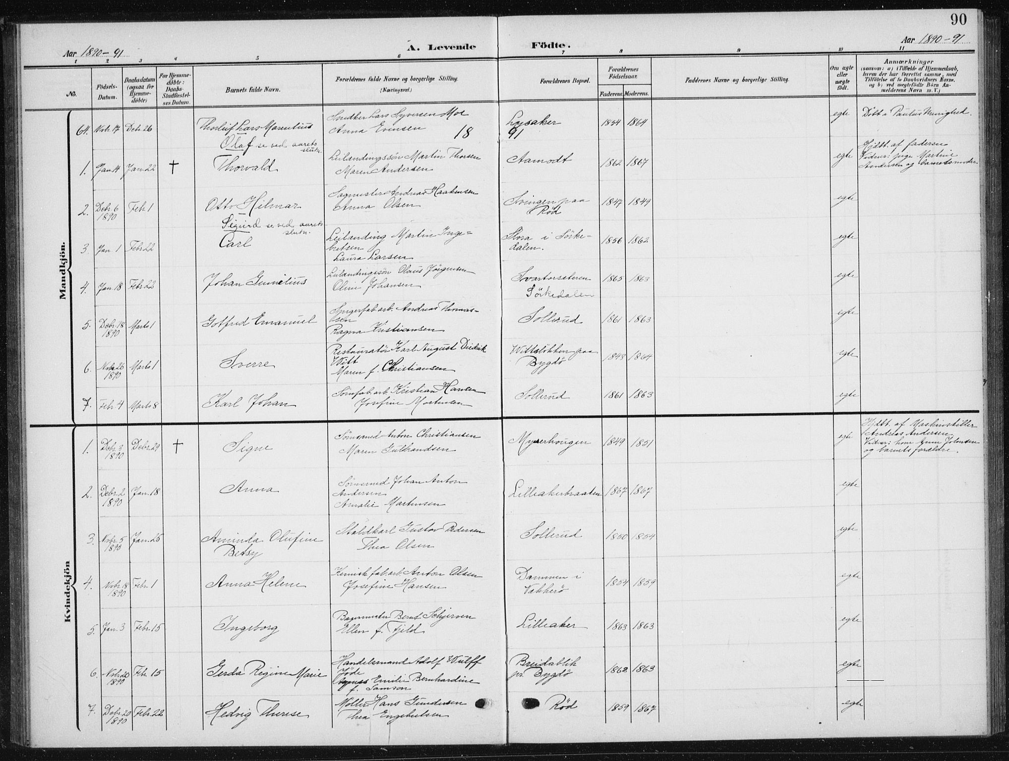 Vestre Aker prestekontor Kirkebøker, AV/SAO-A-10025/F/Fb/L0001: Parish register (official) no. II 1, 1880-1906, p. 90