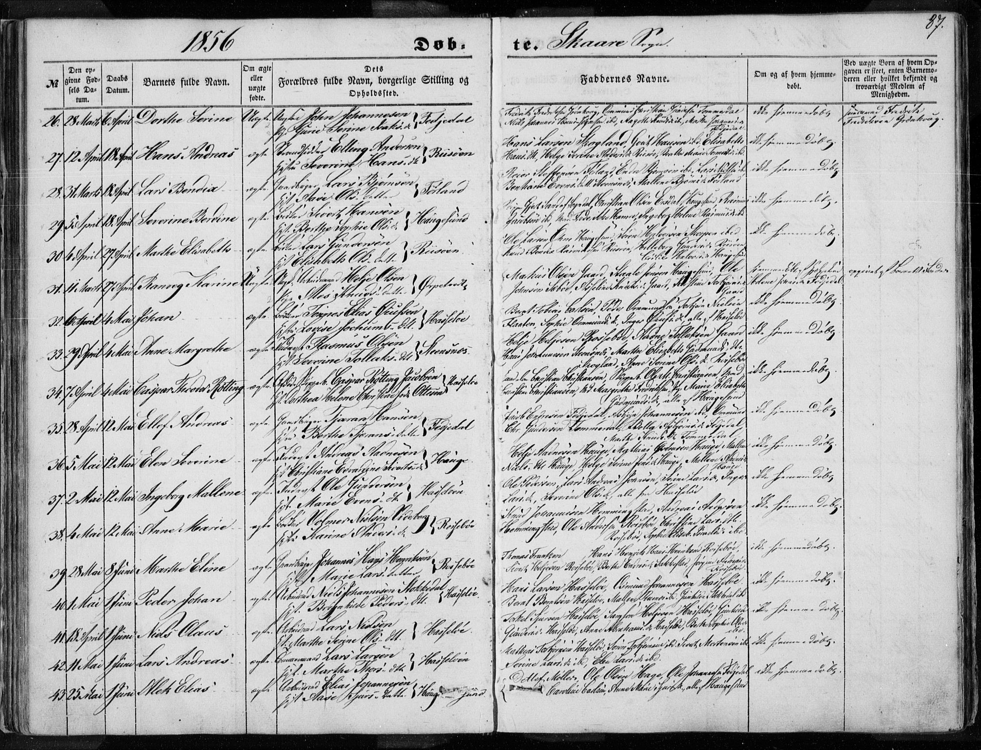 Torvastad sokneprestkontor, AV/SAST-A -101857/H/Ha/Haa/L0009: Parish register (official) no. A 9, 1847-1856, p. 87