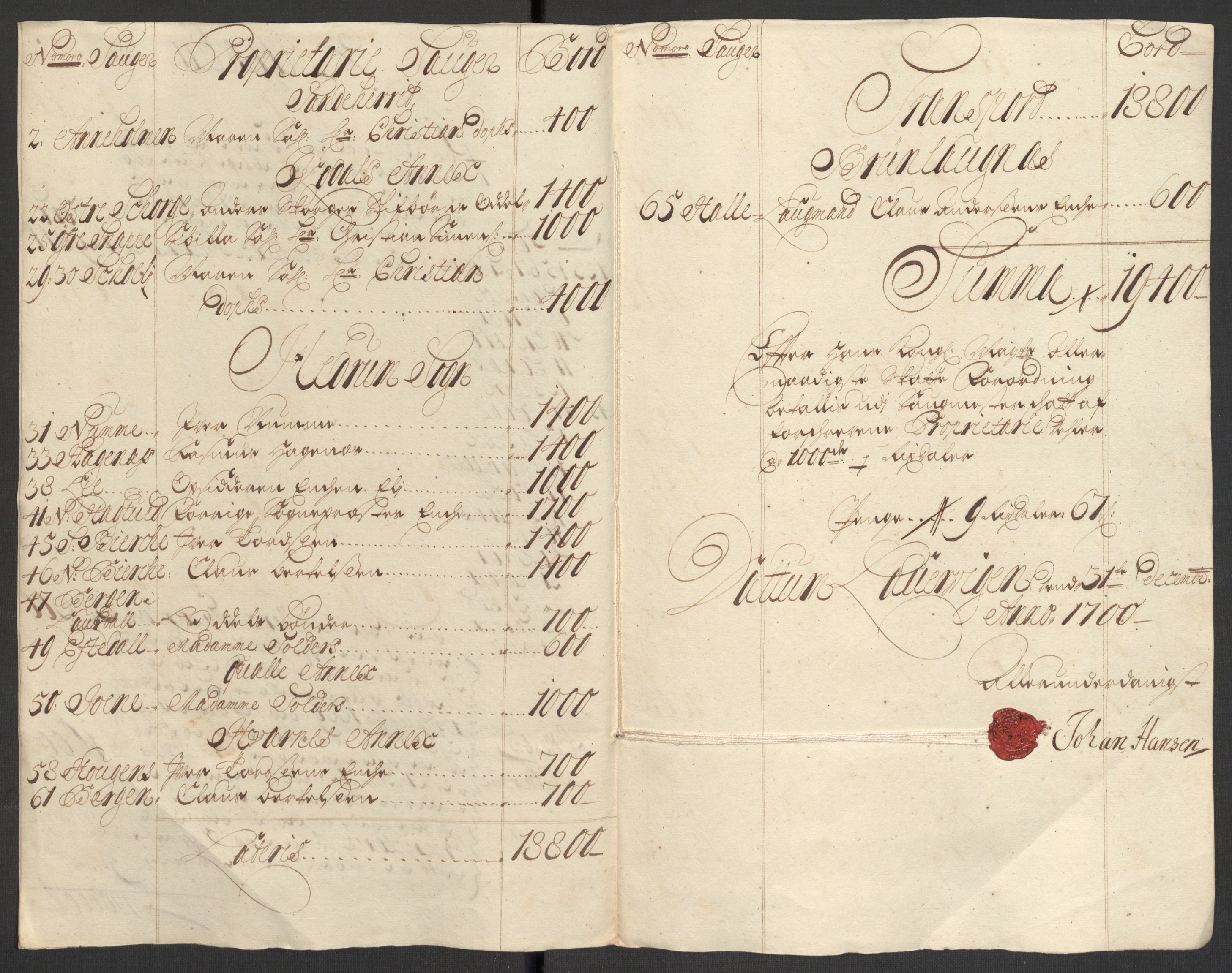 Rentekammeret inntil 1814, Reviderte regnskaper, Fogderegnskap, AV/RA-EA-4092/R33/L1976: Fogderegnskap Larvik grevskap, 1698-1701, p. 223