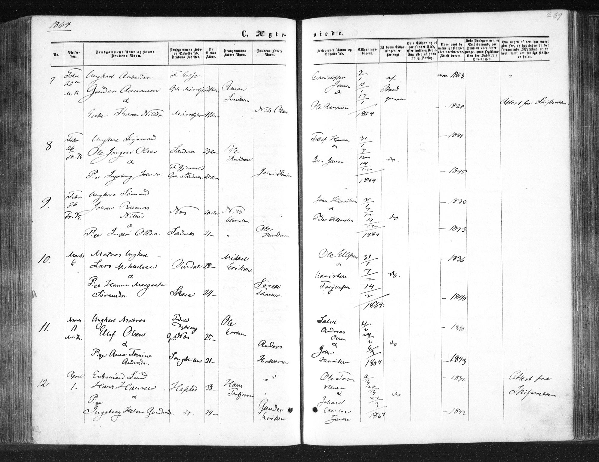 Tromøy sokneprestkontor, AV/SAK-1111-0041/F/Fa/L0007: Parish register (official) no. A 7, 1864-1869, p. 269