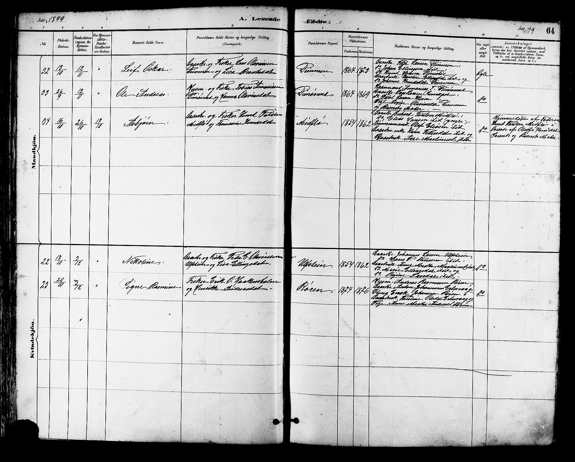 Ministerialprotokoller, klokkerbøker og fødselsregistre - Møre og Romsdal, AV/SAT-A-1454/509/L0112: Parish register (copy) no. 509C02, 1883-1922, p. 64