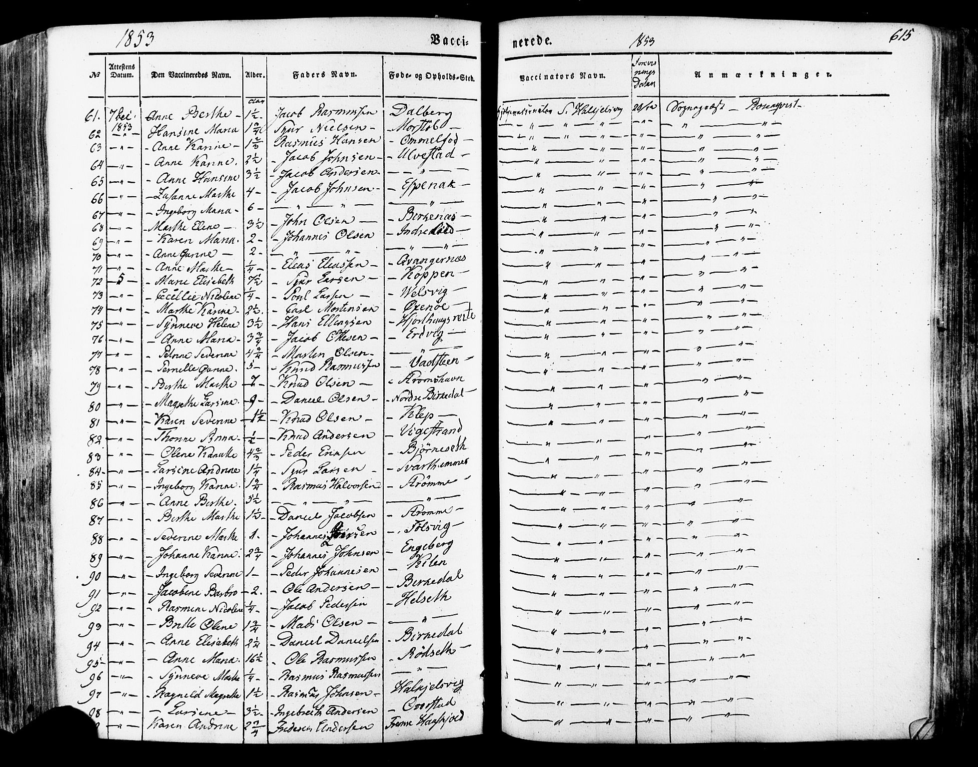 Ministerialprotokoller, klokkerbøker og fødselsregistre - Møre og Romsdal, SAT/A-1454/511/L0140: Parish register (official) no. 511A07, 1851-1878, p. 615