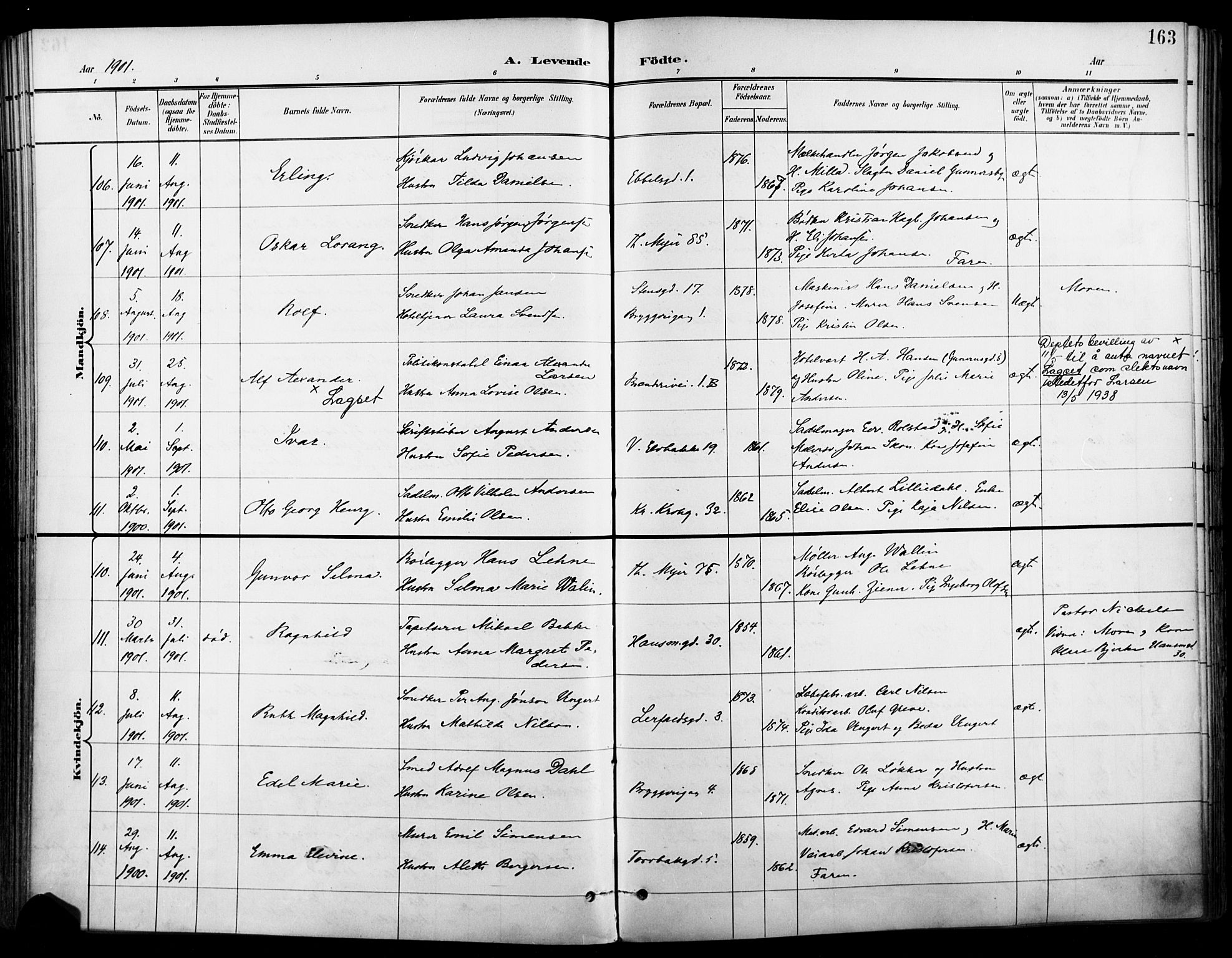 Jakob prestekontor Kirkebøker, SAO/A-10850/F/Fa/L0005: Parish register (official) no. 5, 1896-1903, p. 163