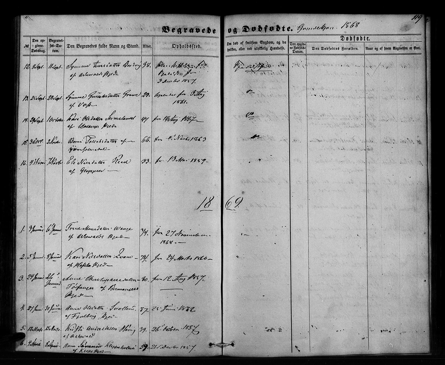 Pleiestiftelsen nr. 1 for spedalske sokneprestembete*, SAB/-: Parish register (official) no. A 1, 1859-1886, p. 119
