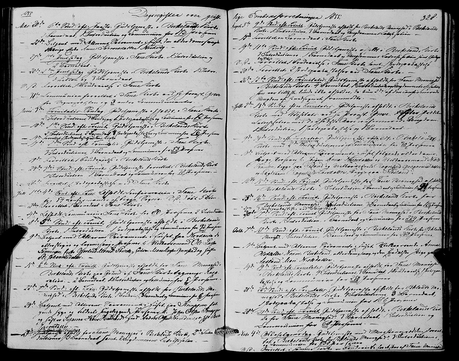 Fana Sokneprestembete, SAB/A-75101/H/Haa/Haaa/L0011: Parish register (official) no. A 11, 1851-1862, p. 328