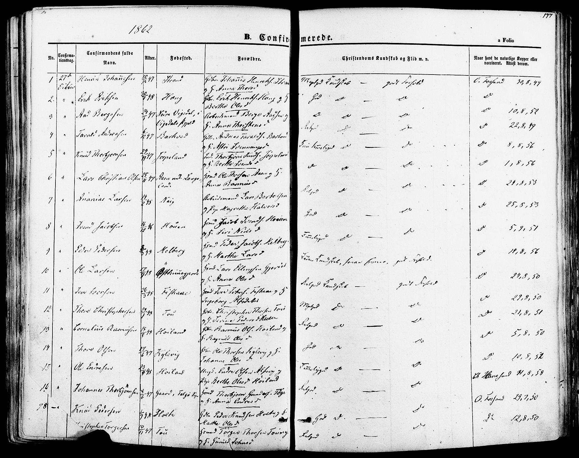 Strand sokneprestkontor, SAST/A-101828/H/Ha/Haa/L0007: Parish register (official) no. A 7, 1855-1881, p. 177