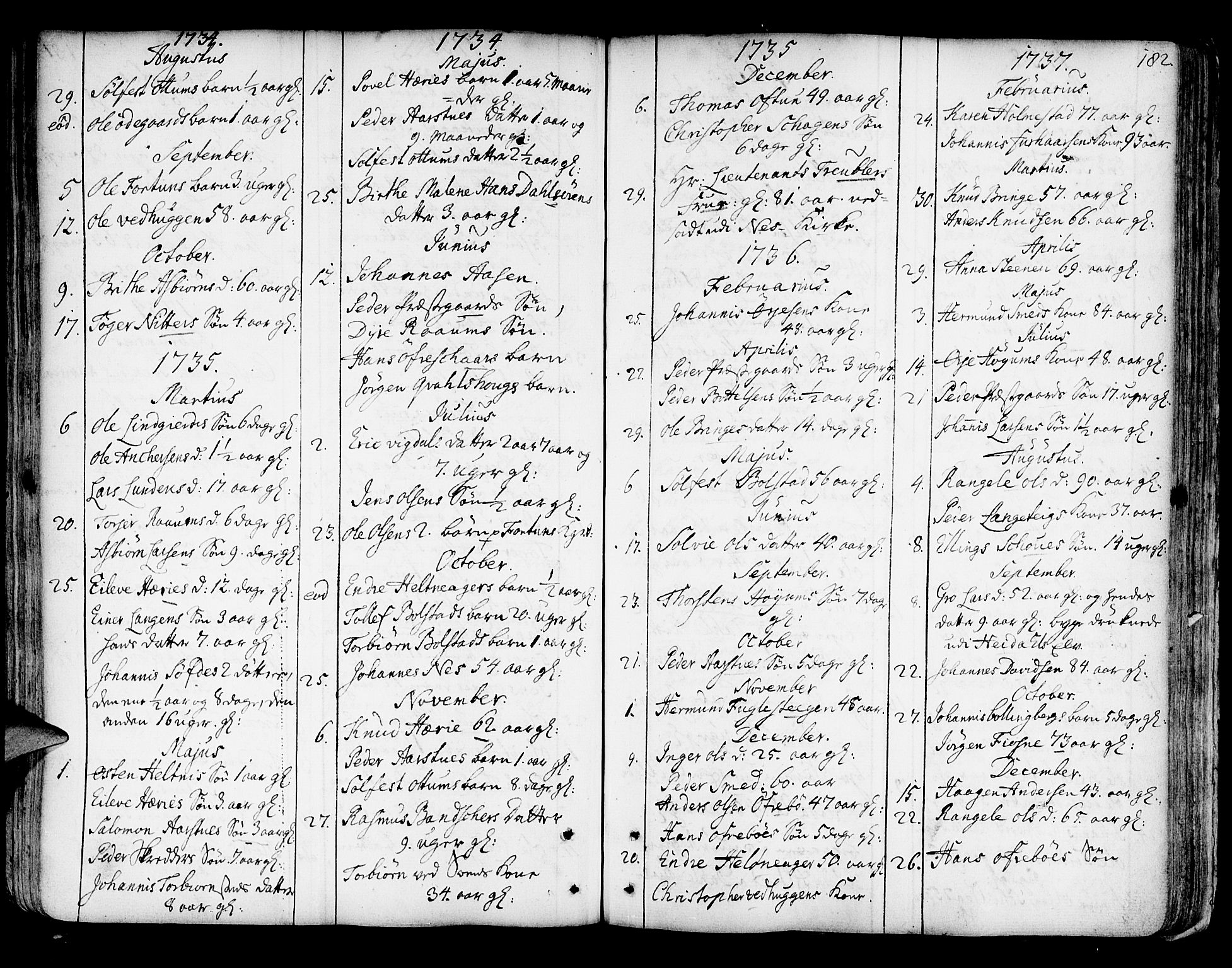 Luster sokneprestembete, SAB/A-81101/H/Haa/Haaa/L0001: Parish register (official) no. A 1, 1731-1803, p. 182
