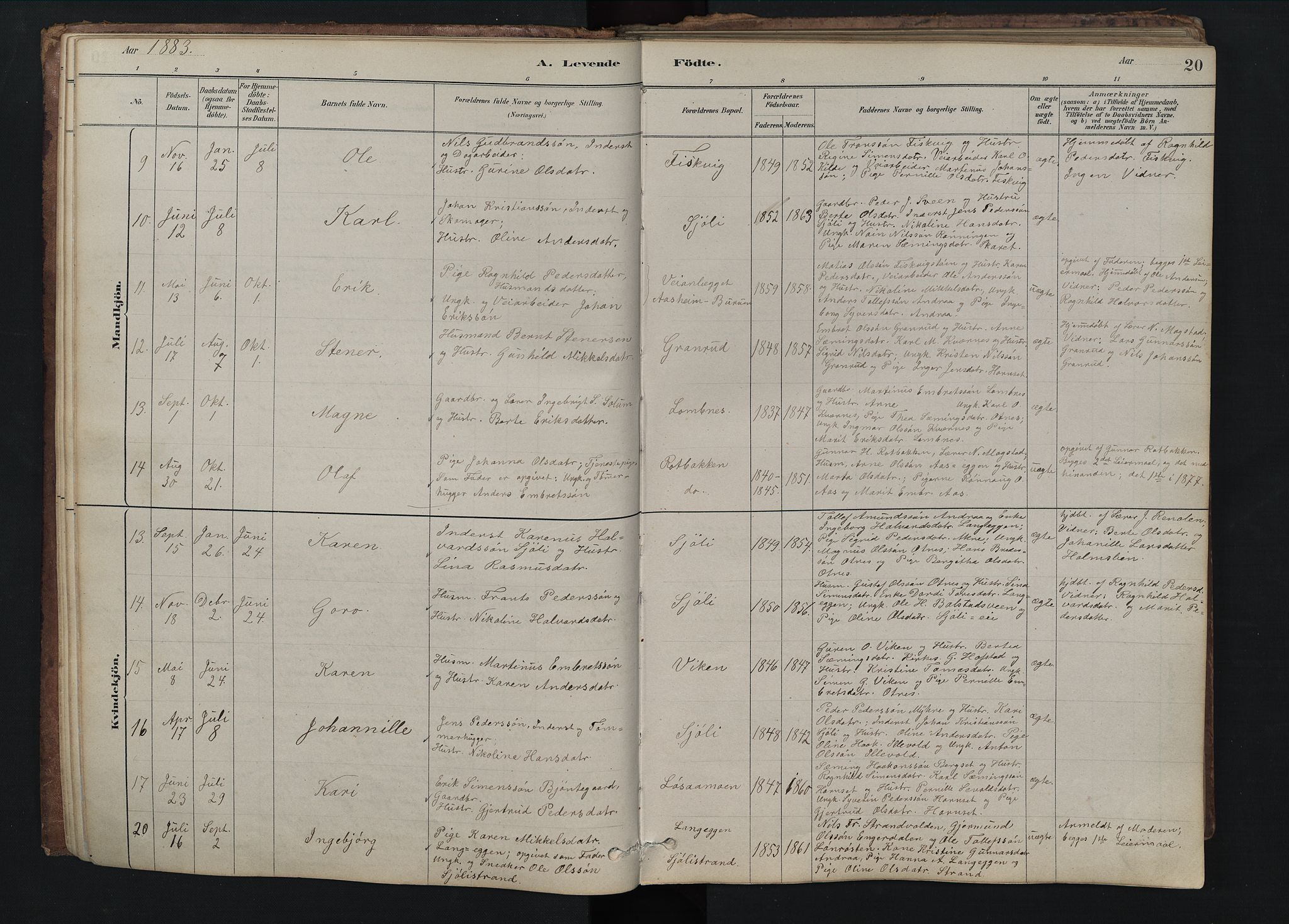 Rendalen prestekontor, SAH/PREST-054/H/Ha/Hab/L0009: Parish register (copy) no. 9, 1879-1902, p. 20