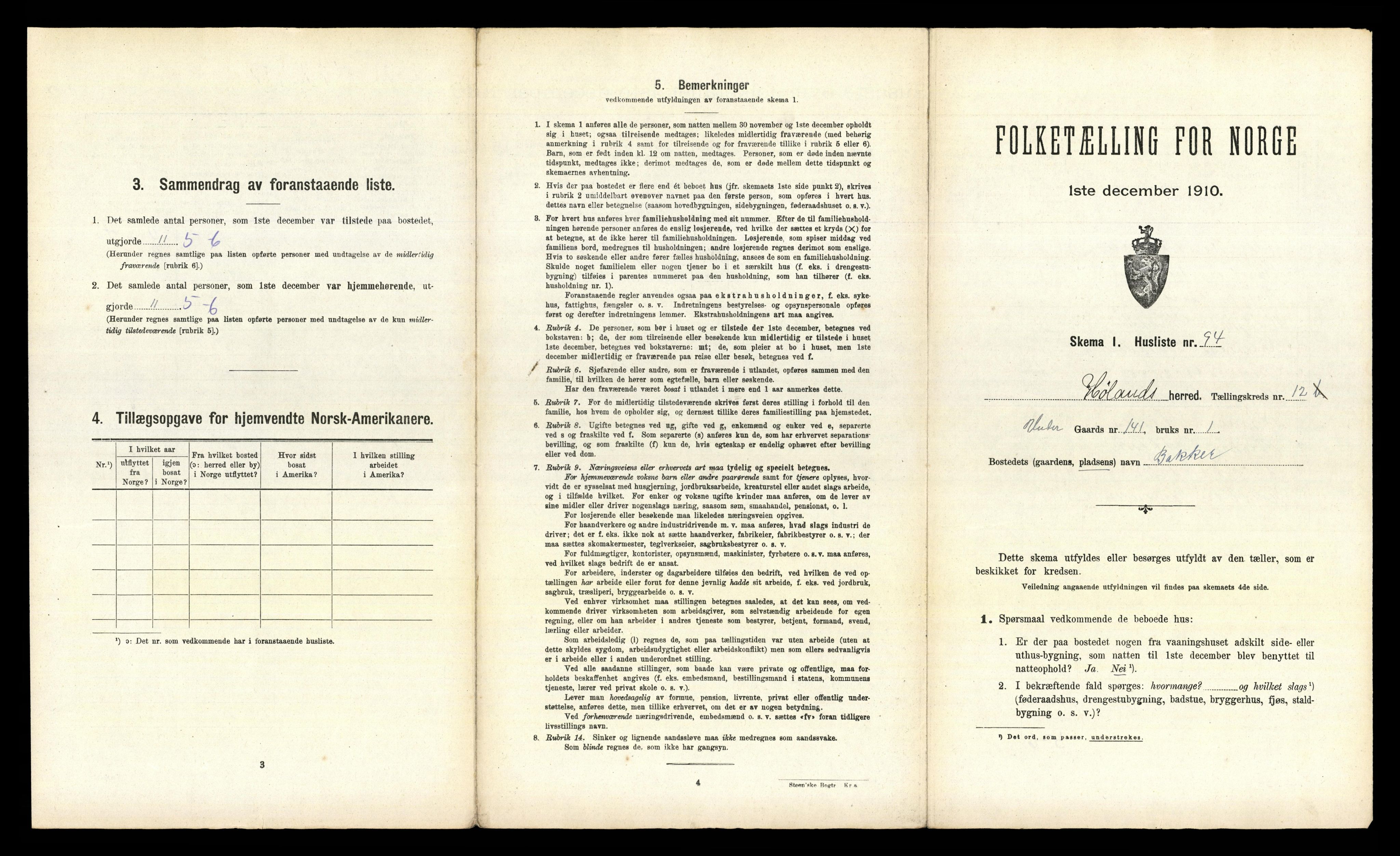 RA, 1910 census for Høland, 1910, p. 1879