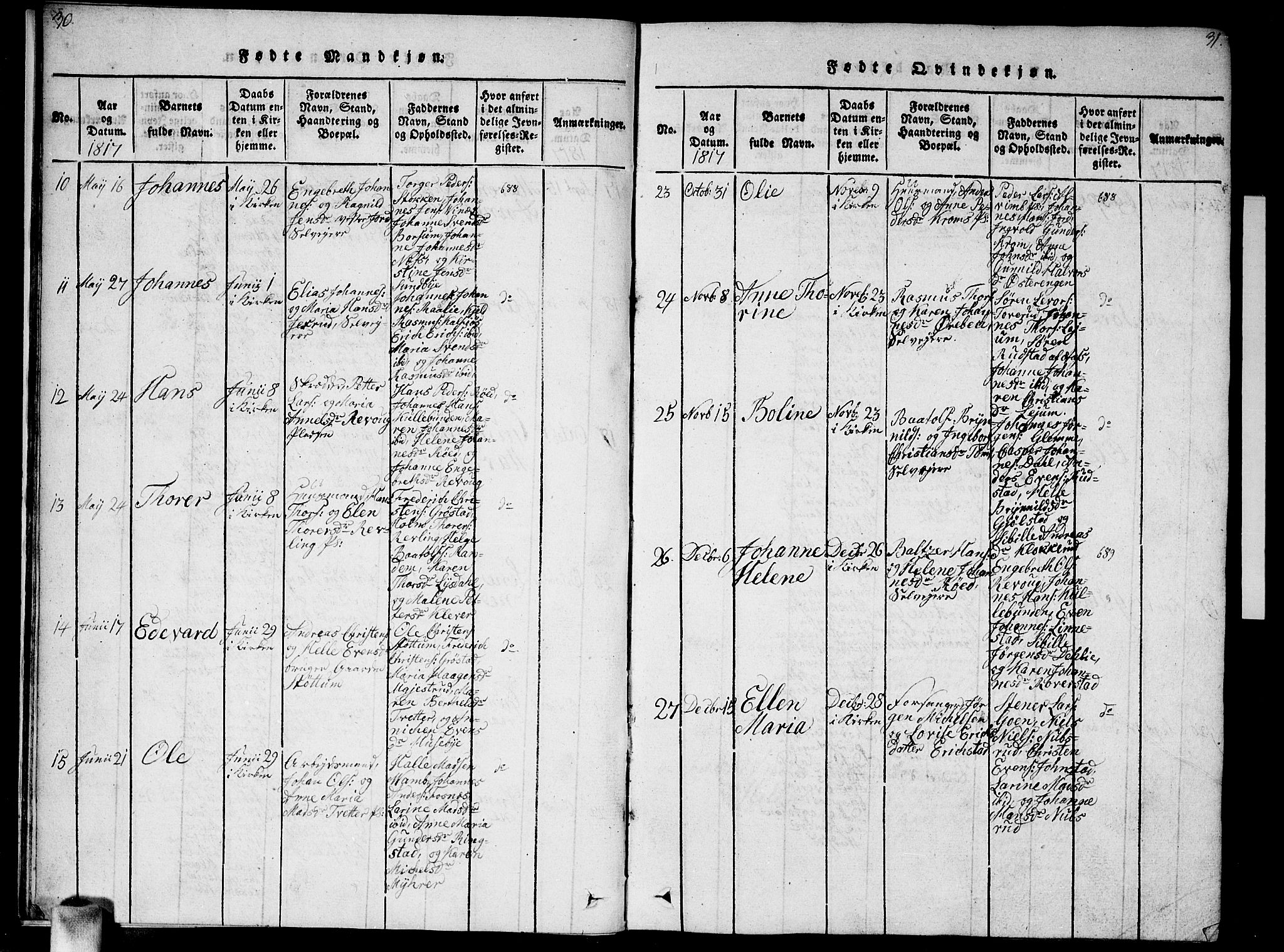 Vestby prestekontor Kirkebøker, SAO/A-10893/F/Fa/L0005: Parish register (official) no. I 5, 1814-1827, p. 30-31