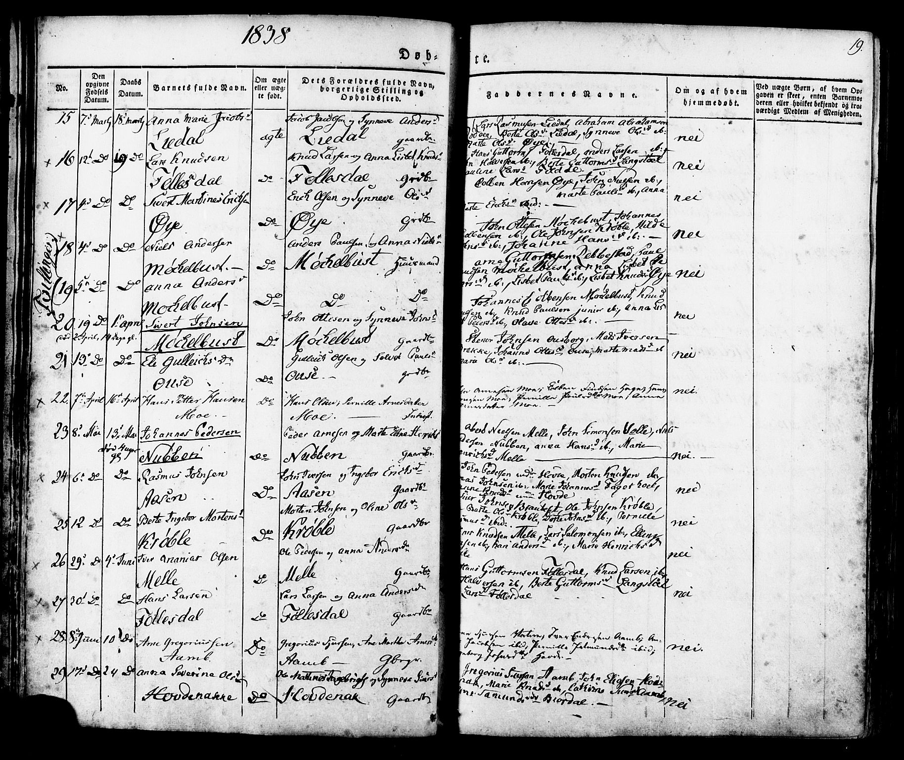 Ministerialprotokoller, klokkerbøker og fødselsregistre - Møre og Romsdal, AV/SAT-A-1454/513/L0174: Parish register (official) no. 513A01, 1831-1855, p. 19