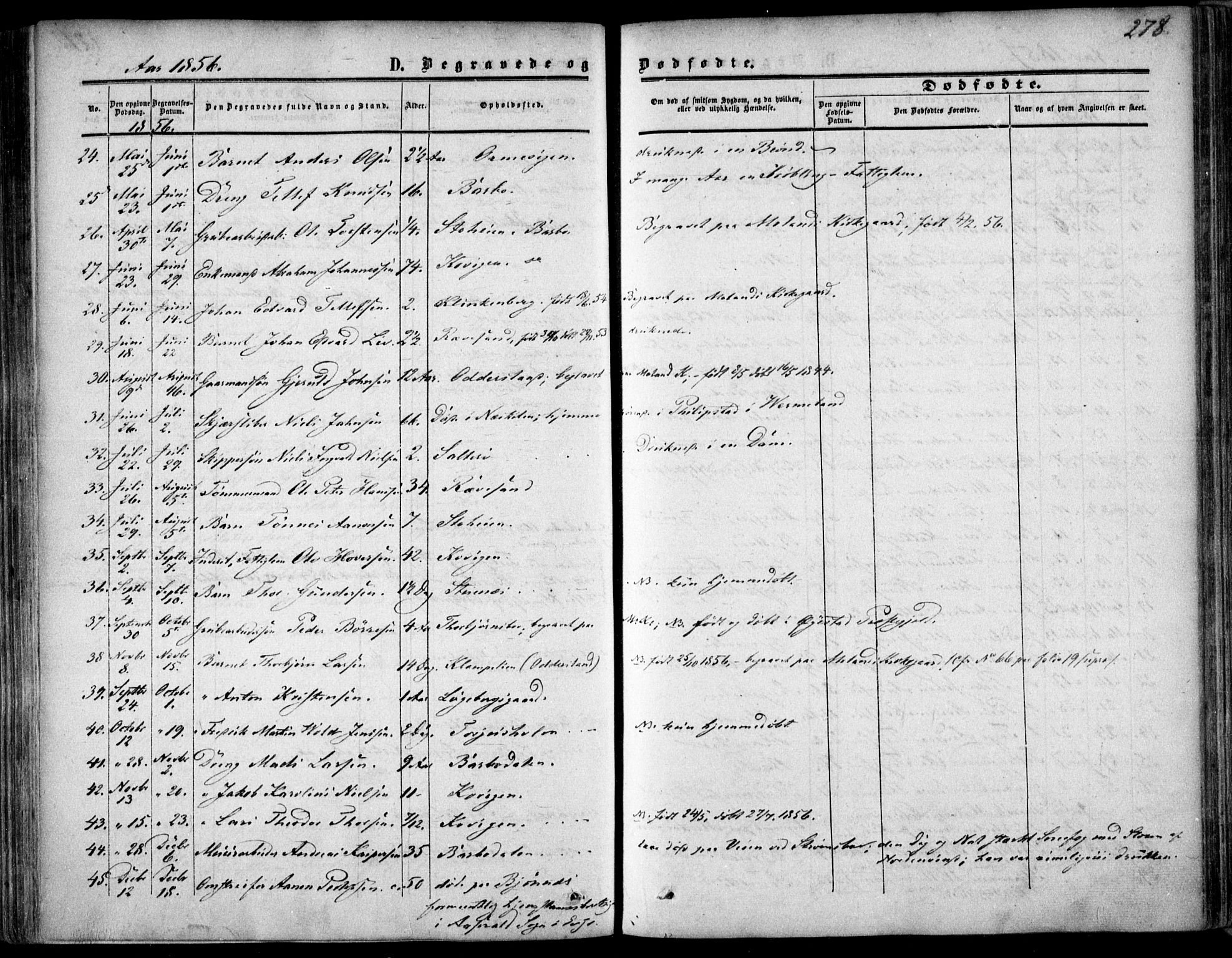 Tromøy sokneprestkontor, SAK/1111-0041/F/Fa/L0006: Parish register (official) no. A 6, 1855-1863, p. 278