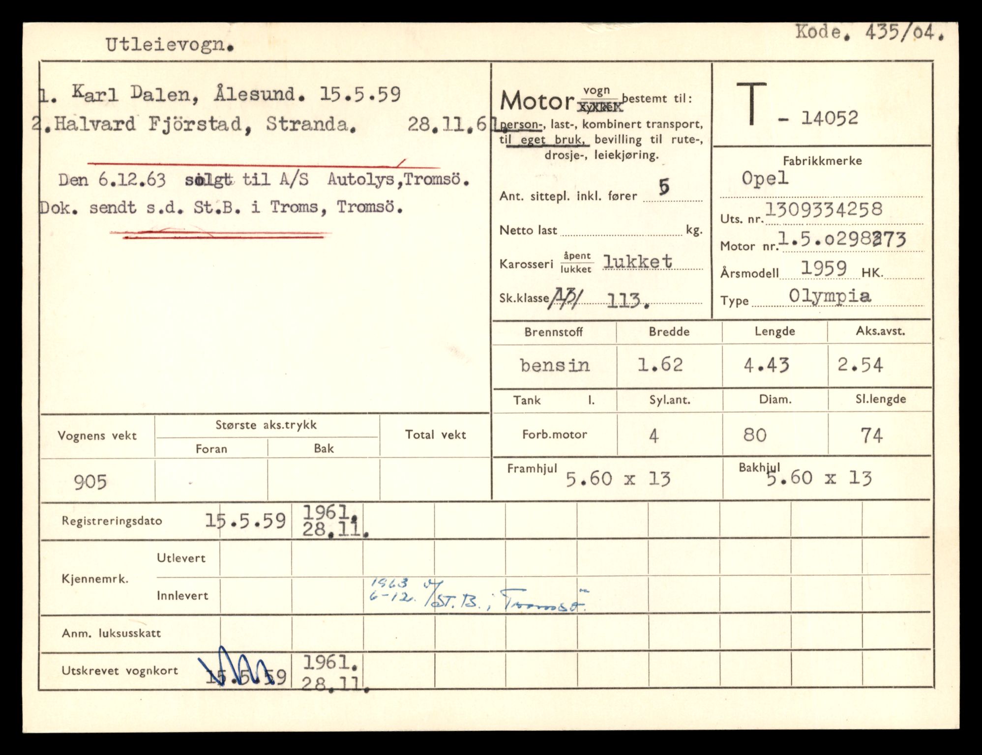 Møre og Romsdal vegkontor - Ålesund trafikkstasjon, AV/SAT-A-4099/F/Fe/L0042: Registreringskort for kjøretøy T 13906 - T 14079, 1927-1998, p. 2523