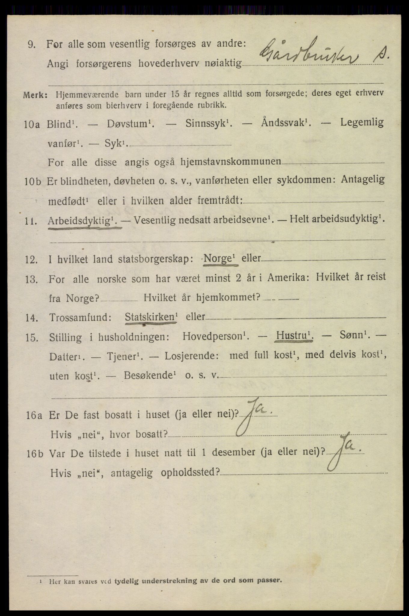 SAH, 1920 census for Trysil, 1920, p. 9424