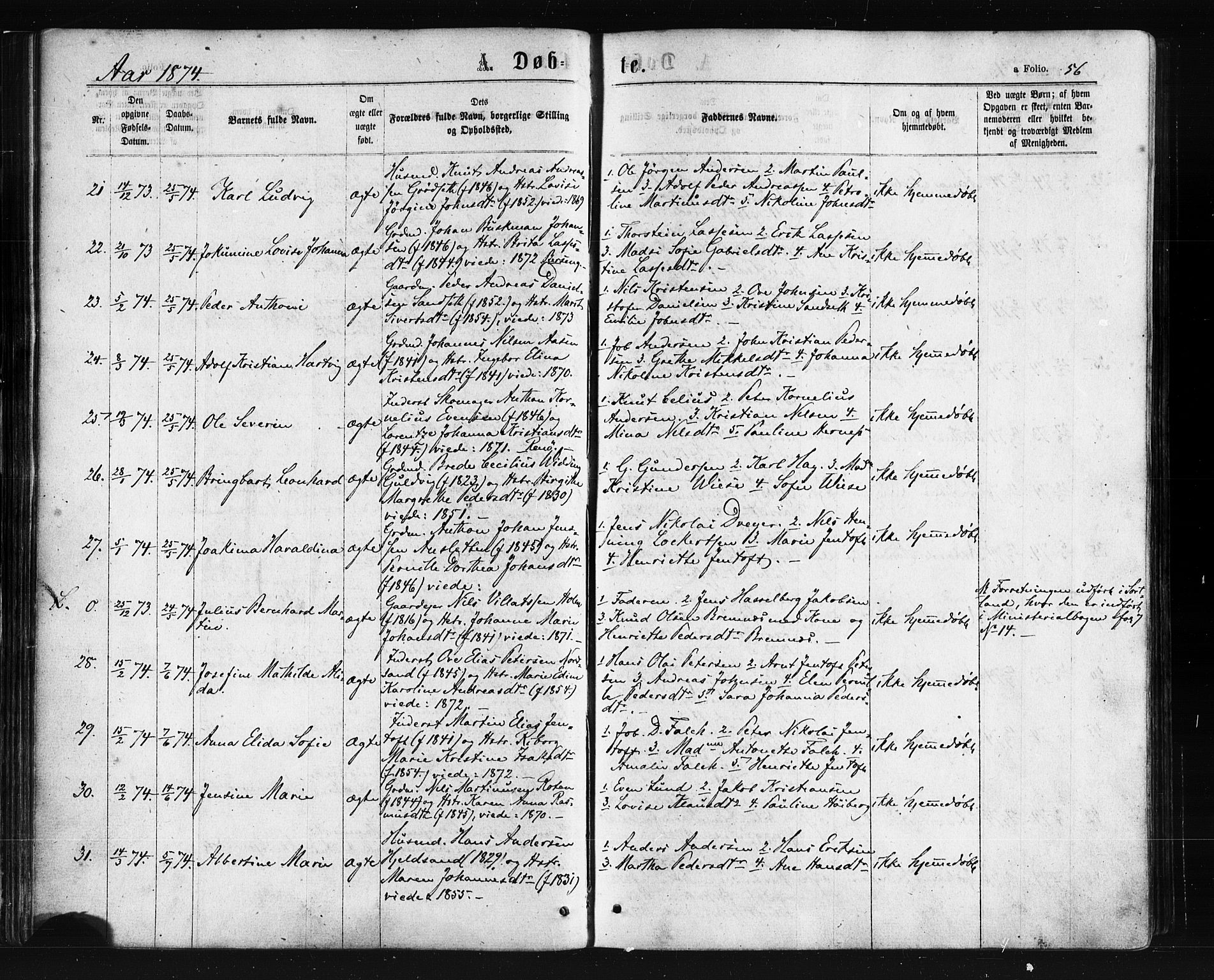 Ministerialprotokoller, klokkerbøker og fødselsregistre - Nordland, AV/SAT-A-1459/893/L1334: Parish register (official) no. 893A07, 1867-1877, p. 56