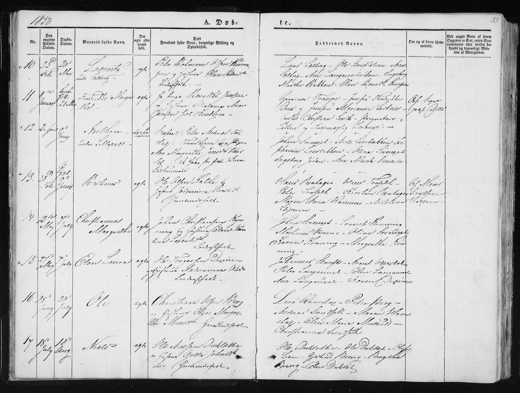 Ministerialprotokoller, klokkerbøker og fødselsregistre - Nord-Trøndelag, SAT/A-1458/733/L0323: Parish register (official) no. 733A02, 1843-1870, p. 33