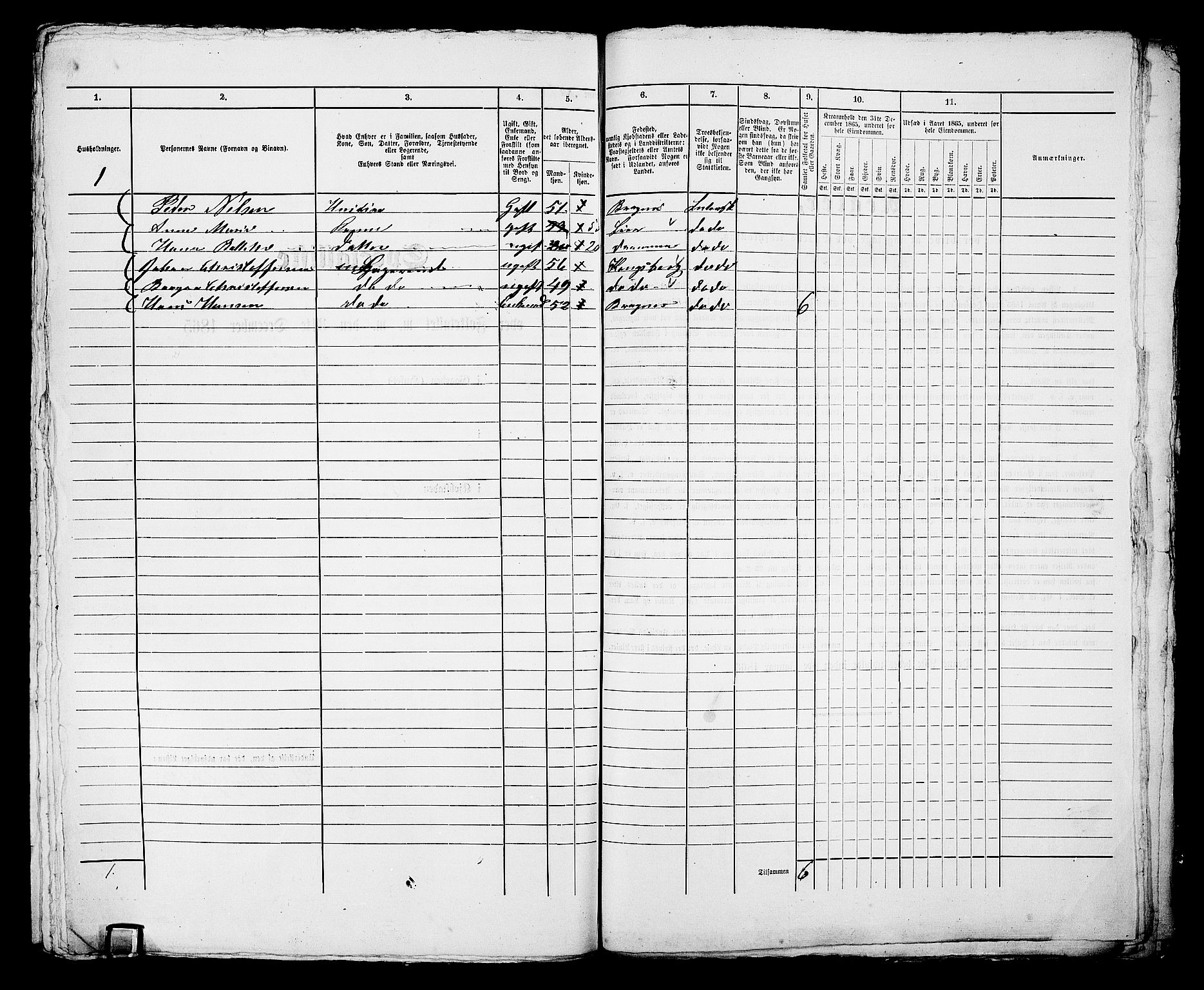 RA, 1865 census for Bragernes in Drammen, 1865, p. 1218