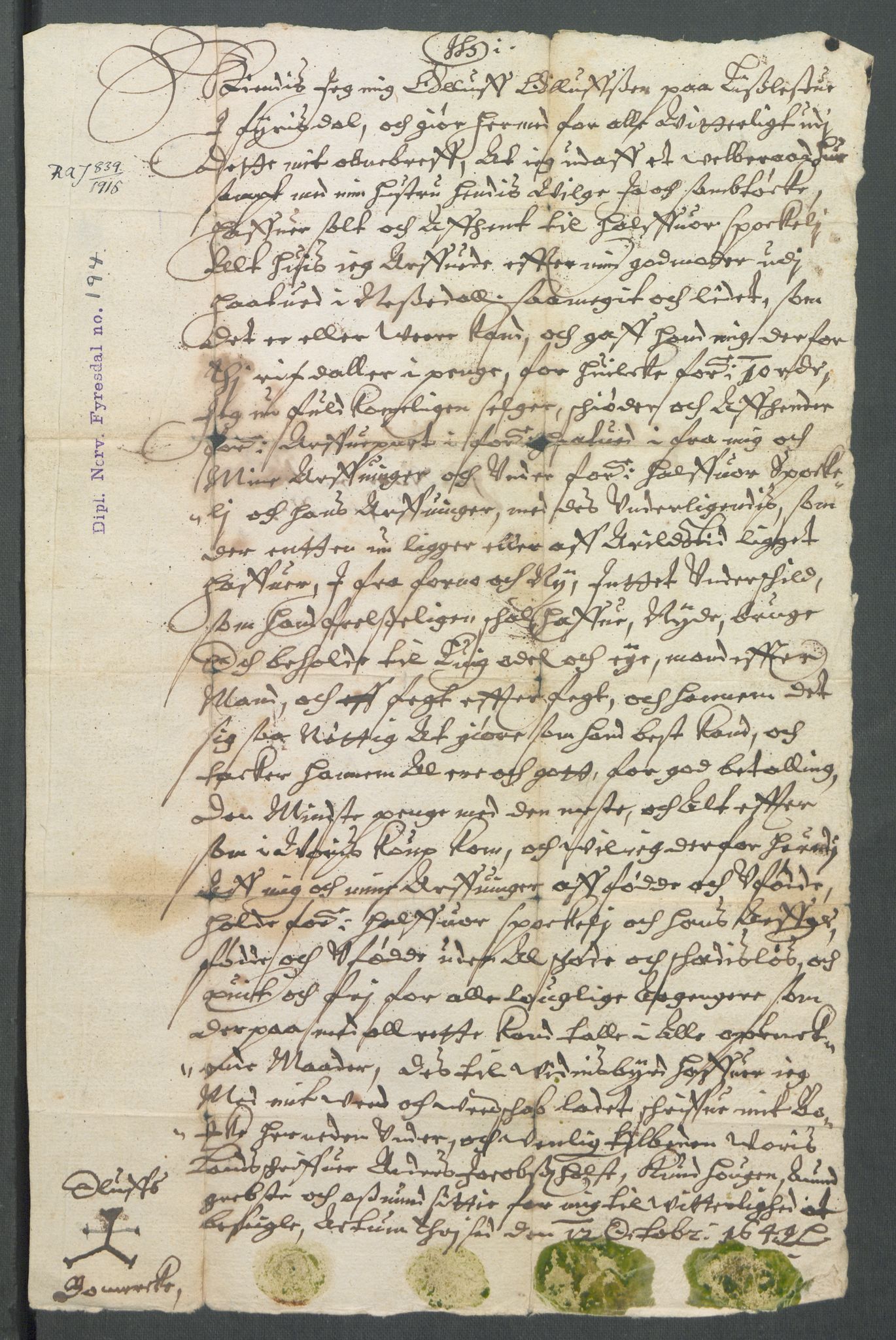 Riksarkivets diplomsamling, AV/RA-EA-5965/F02/L0162: Dokumenter, 1649, p. 67