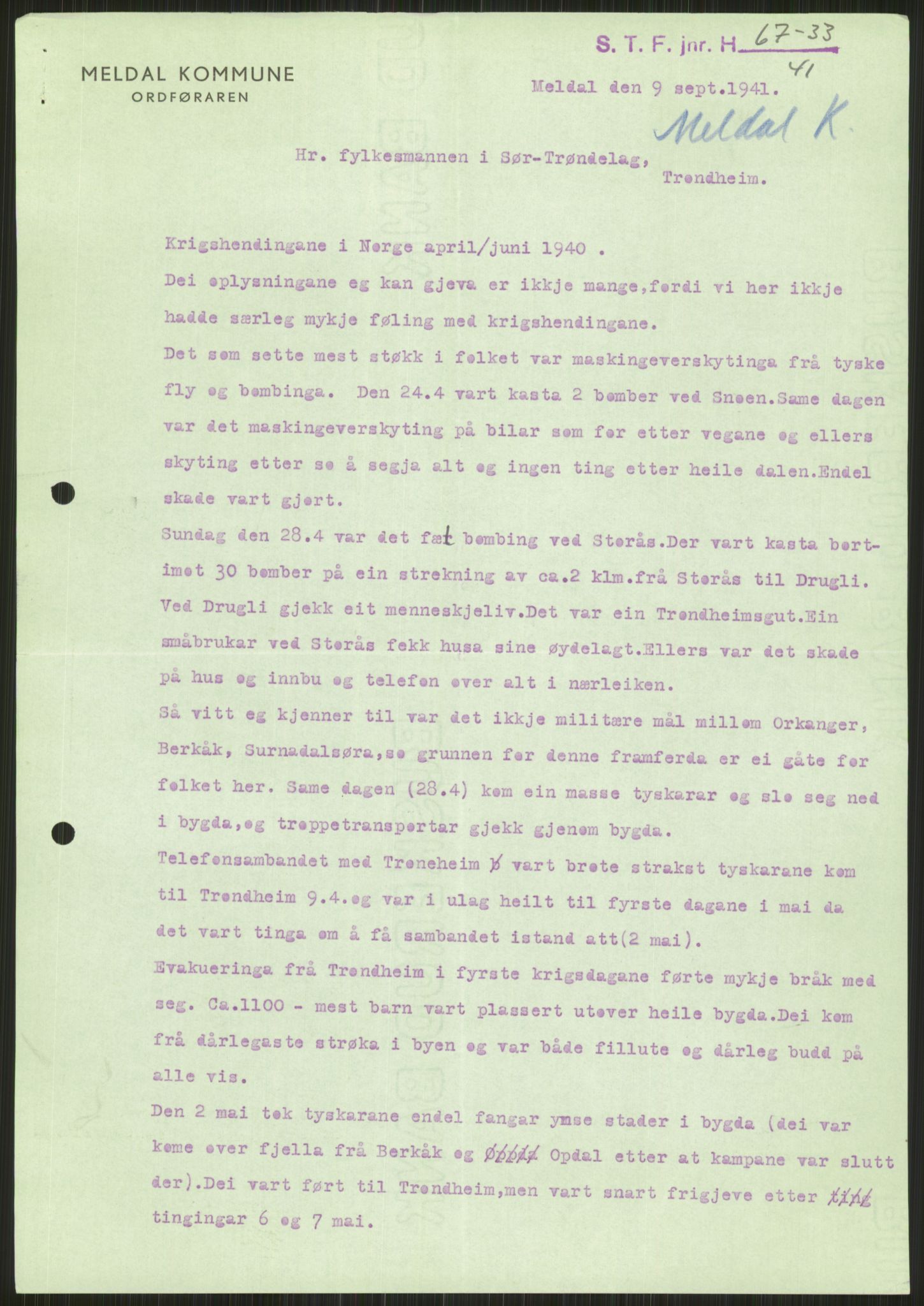 Forsvaret, Forsvarets krigshistoriske avdeling, RA/RAFA-2017/Y/Ya/L0016: II-C-11-31 - Fylkesmenn.  Rapporter om krigsbegivenhetene 1940., 1940, p. 86