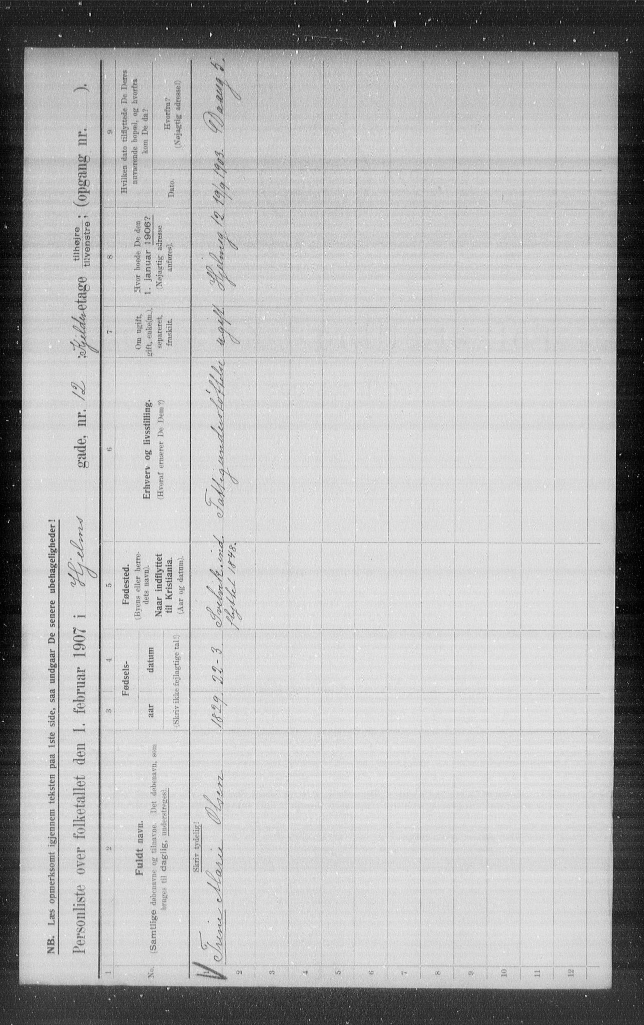 OBA, Municipal Census 1907 for Kristiania, 1907, p. 20678