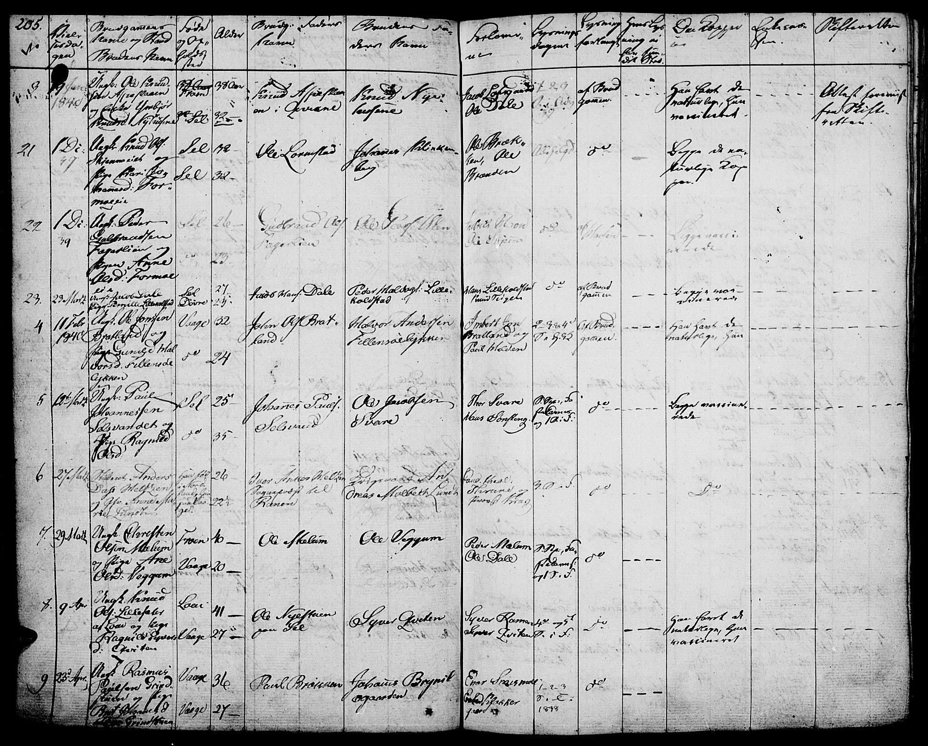 Vågå prestekontor, SAH/PREST-076/H/Ha/Haa/L0004: Parish register (official) no. 4 /1, 1827-1842, p. 205
