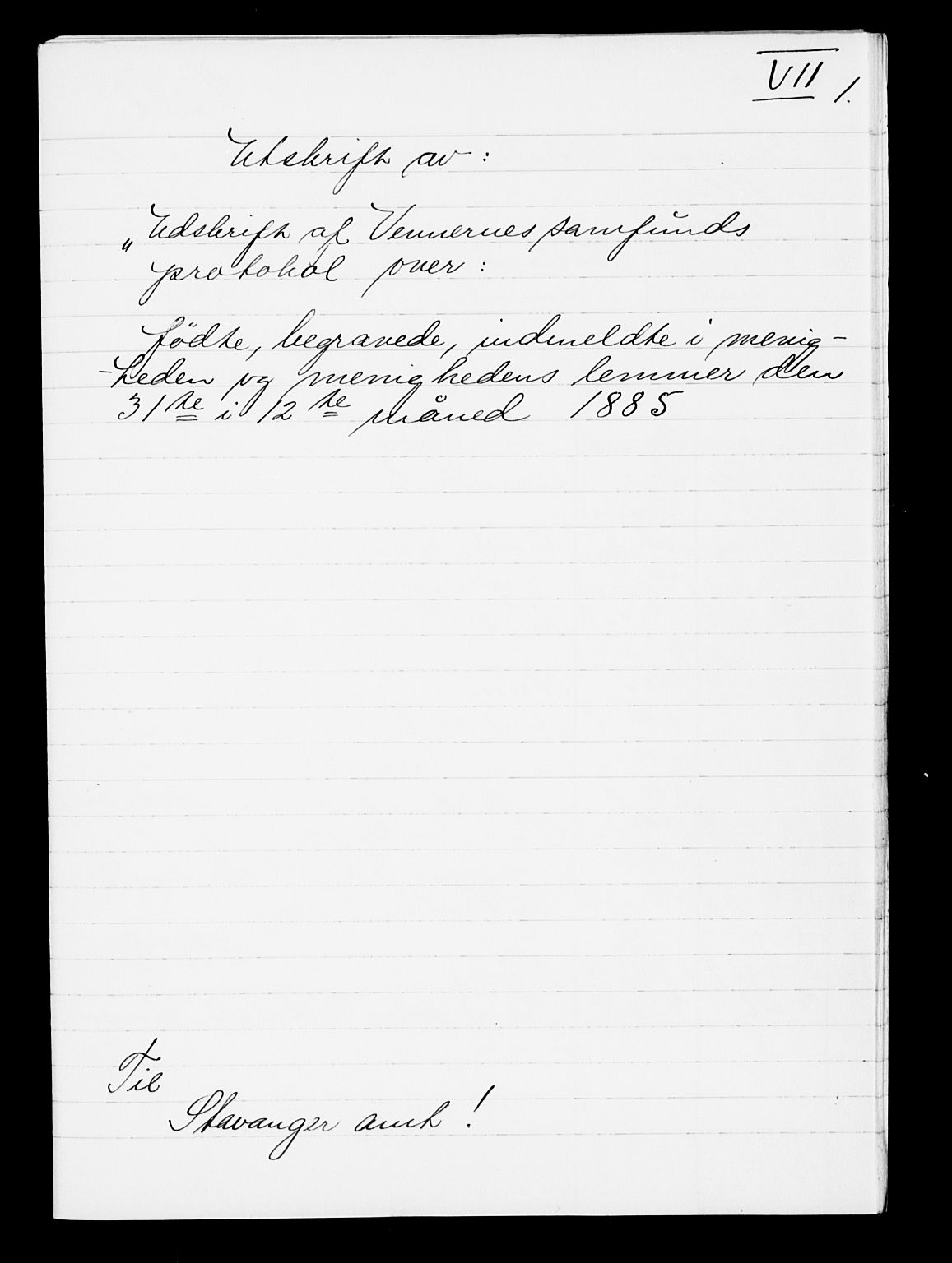 Pa 0160 - Vennenes Samfunn, Stavanger, AV/SAST-A-100269/F: Dissenter register no. -, 1840-1900