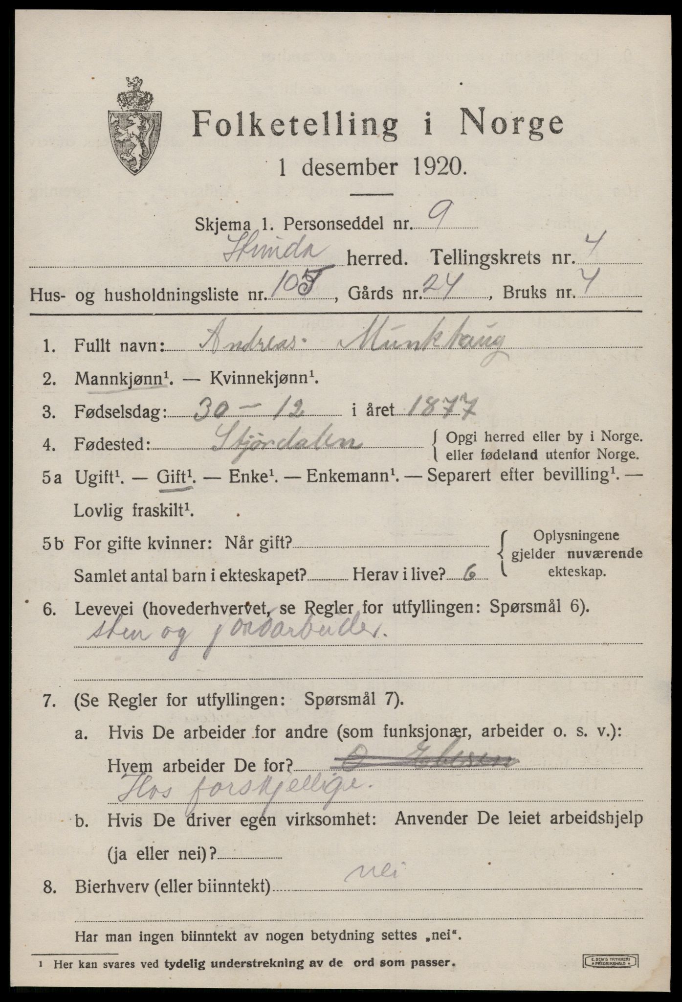 SAT, 1920 census for Strinda, 1920, p. 14140