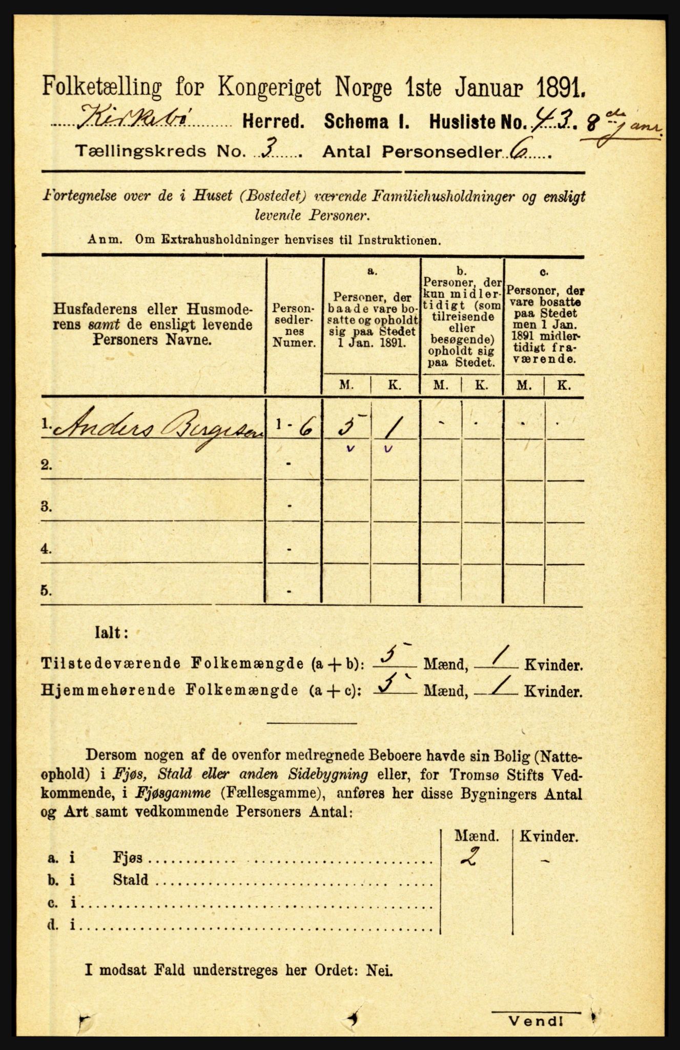 RA, 1891 census for 1416 Kyrkjebø, 1891, p. 534