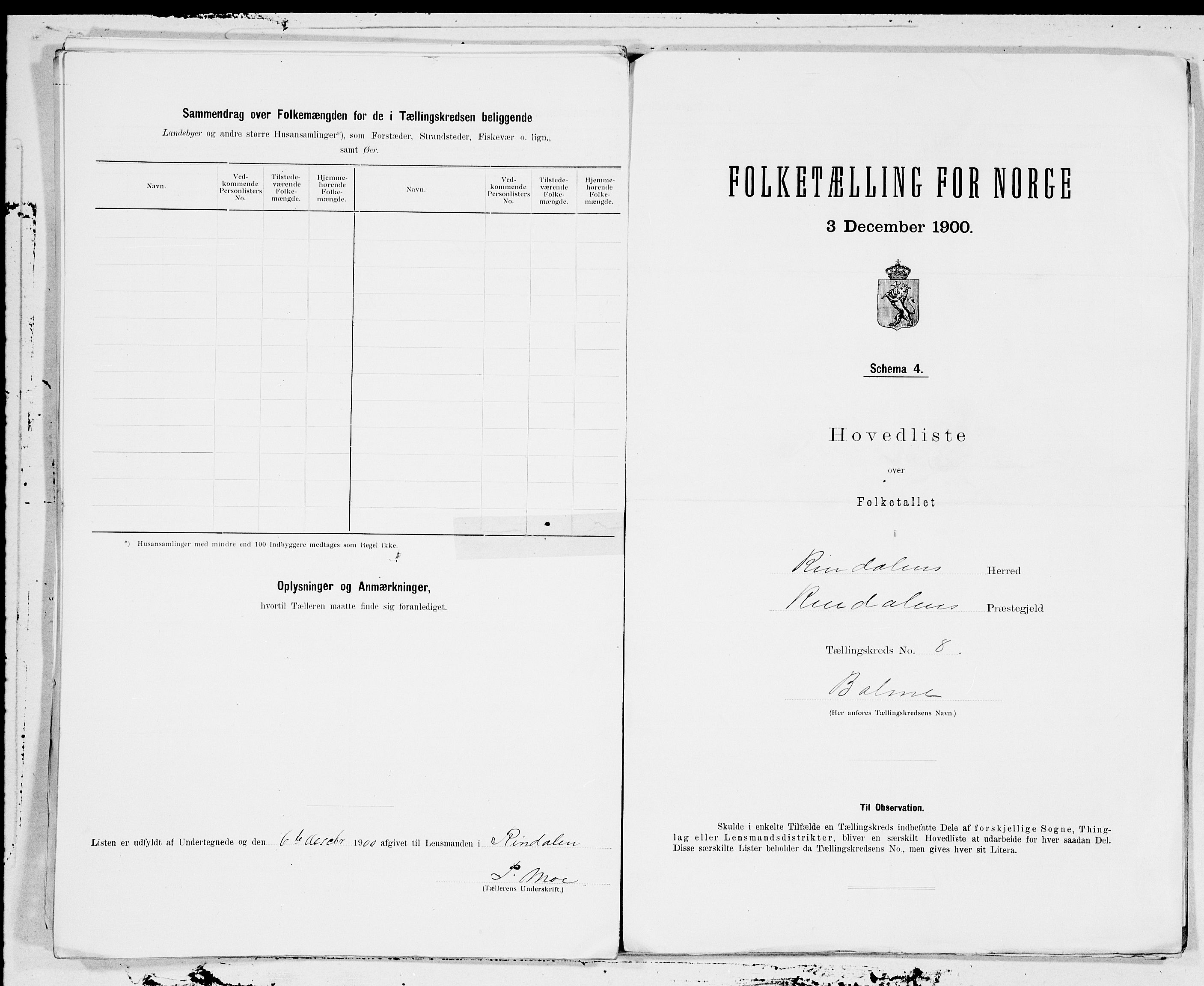 SAT, 1900 census for Rindal, 1900, p. 16