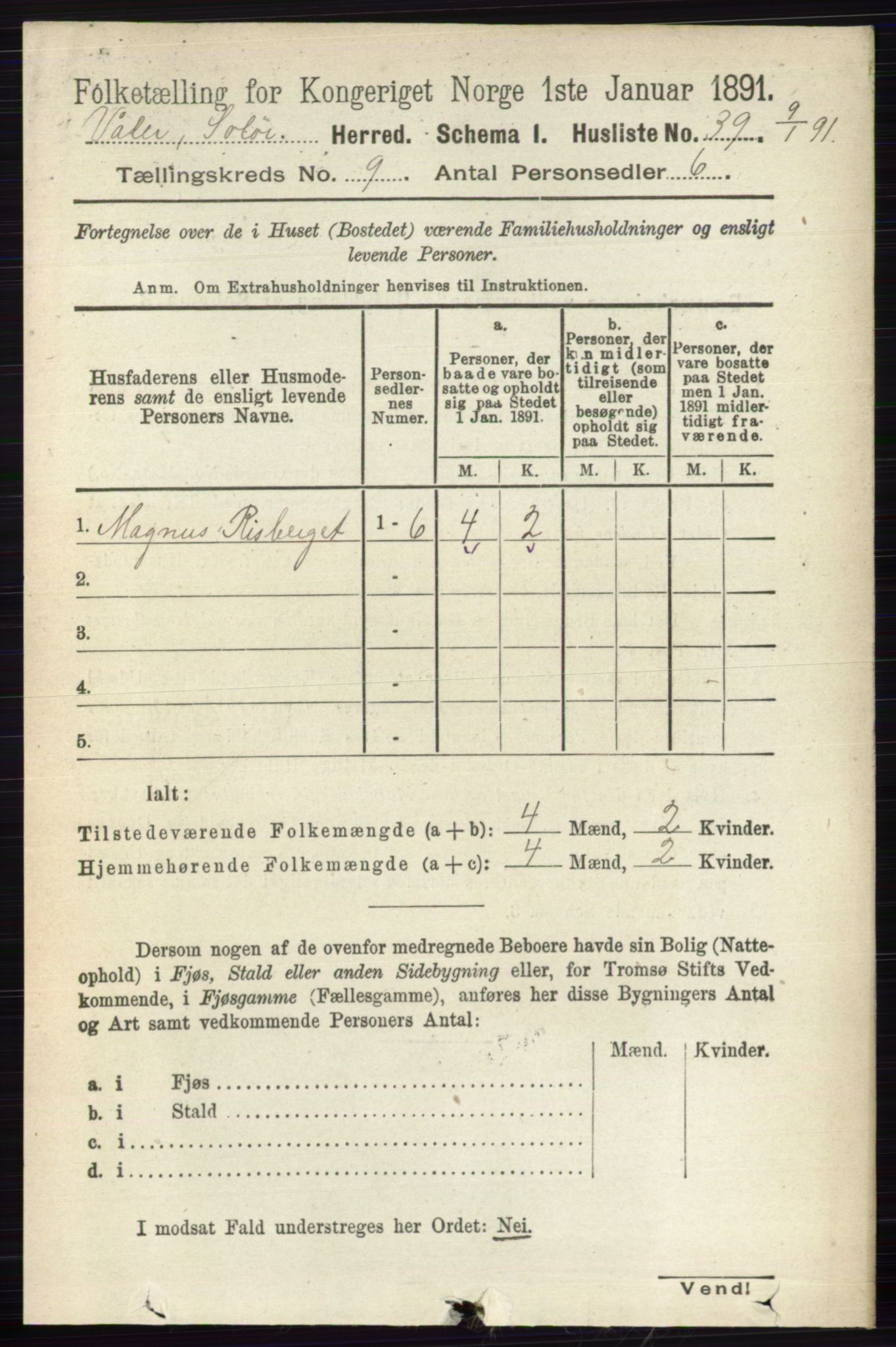 RA, 1891 census for 0426 Våler, 1891, p. 3851