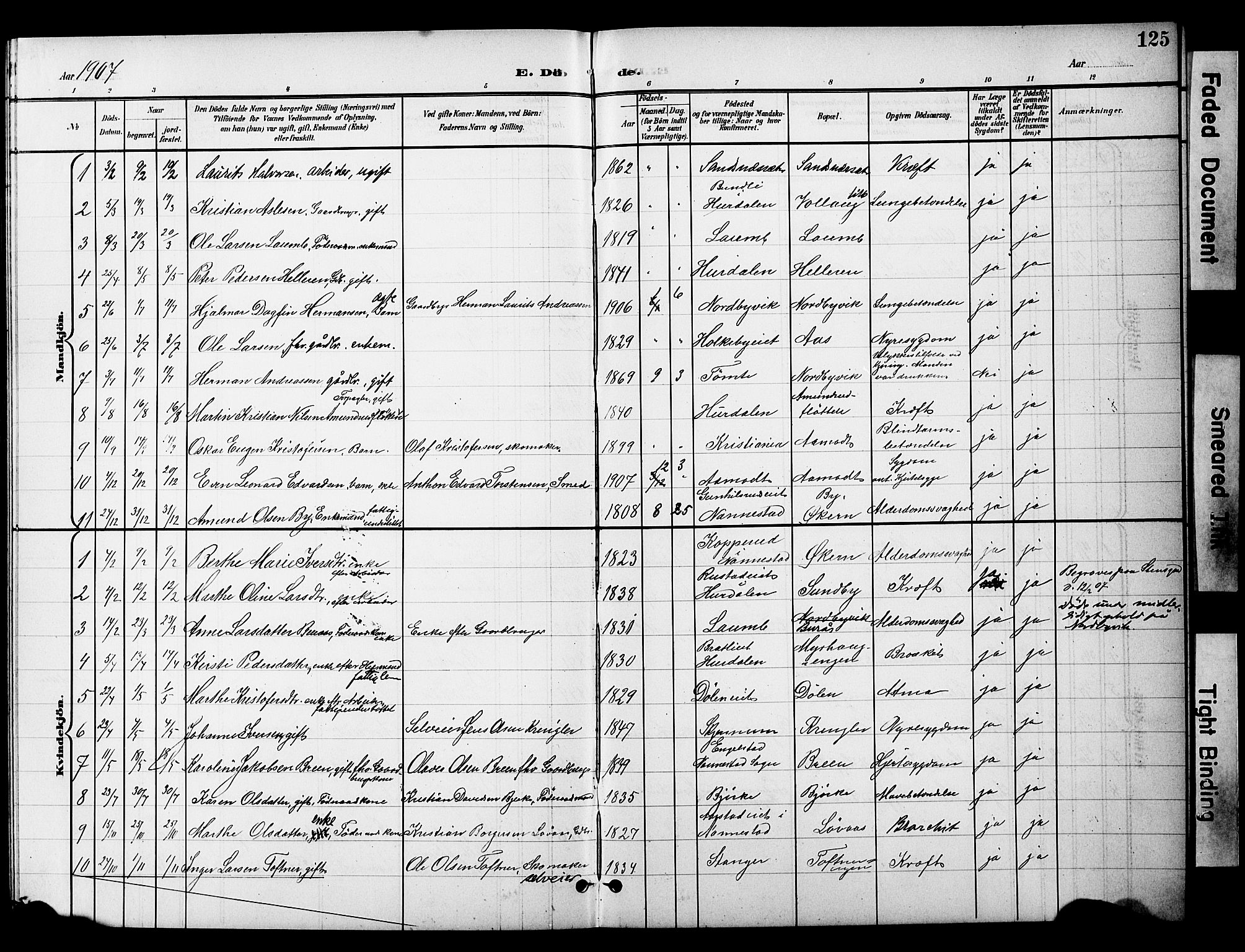 Nannestad prestekontor Kirkebøker, SAO/A-10414a/G/Gc/L0001: Parish register (copy) no. III 1, 1901-1916, p. 125