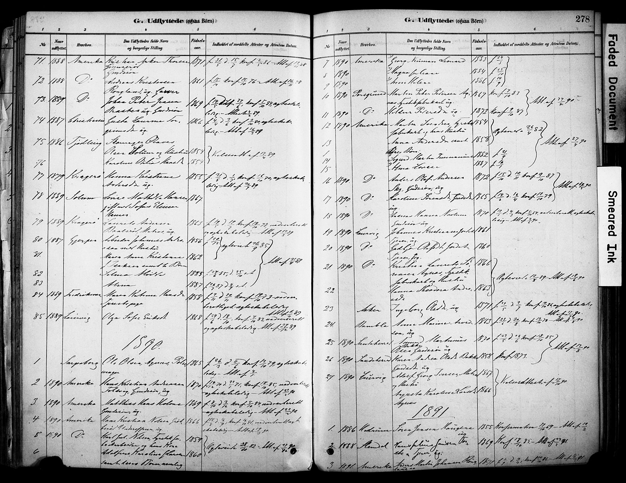 Brunlanes kirkebøker, AV/SAKO-A-342/F/Fc/L0001: Parish register (official) no. III 1, 1878-1899, p. 278