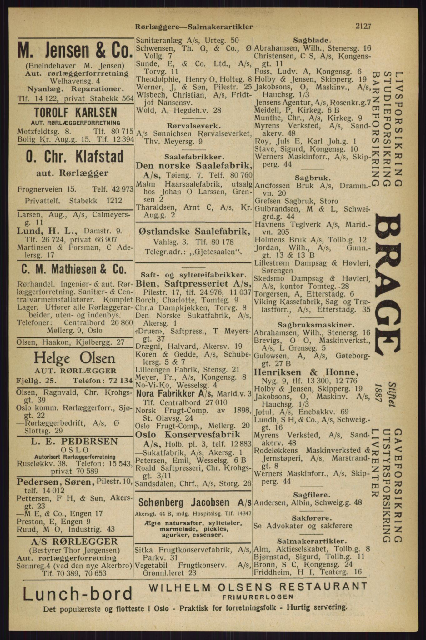 Kristiania/Oslo adressebok, PUBL/-, 1927, p. 2127