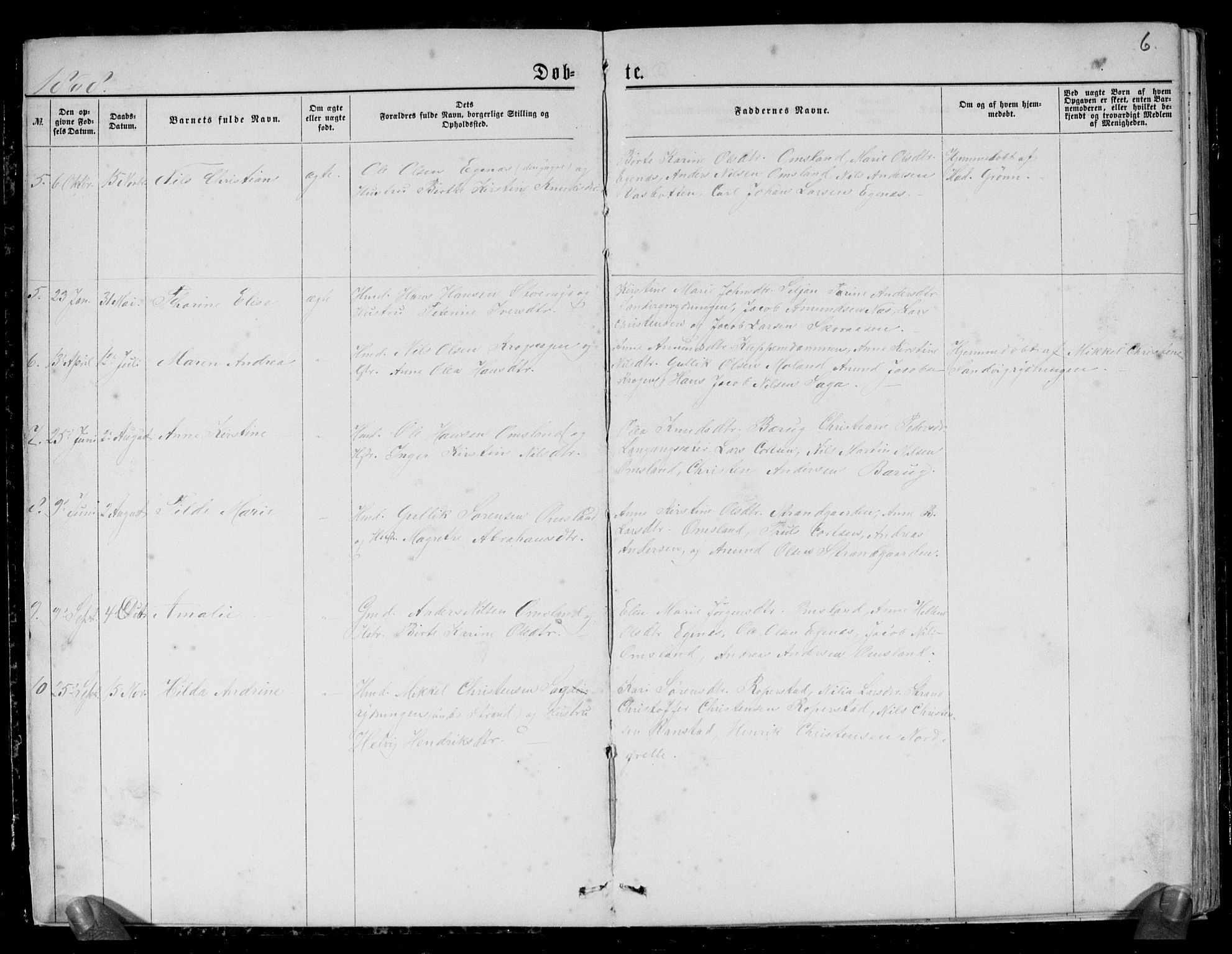 Brunlanes kirkebøker, AV/SAKO-A-342/G/Gc/L0001: Parish register (copy) no. III 1, 1866-1890, p. 6