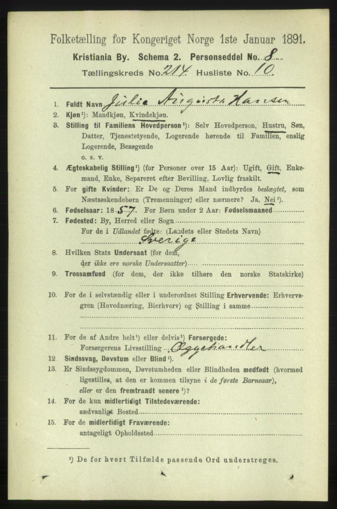 RA, 1891 census for 0301 Kristiania, 1891, p. 127705