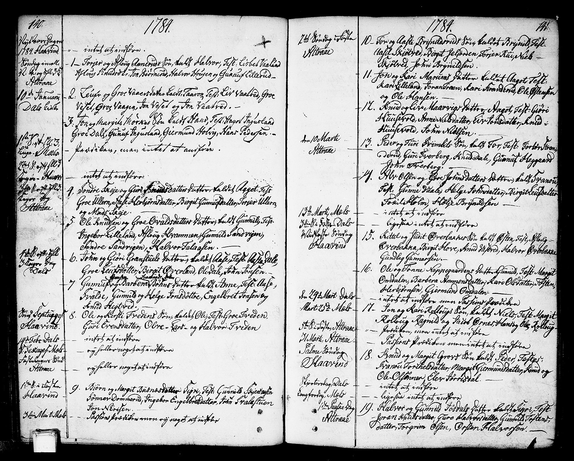 Tinn kirkebøker, SAKO/A-308/F/Fa/L0002: Parish register (official) no. I 2, 1757-1810, p. 140-141