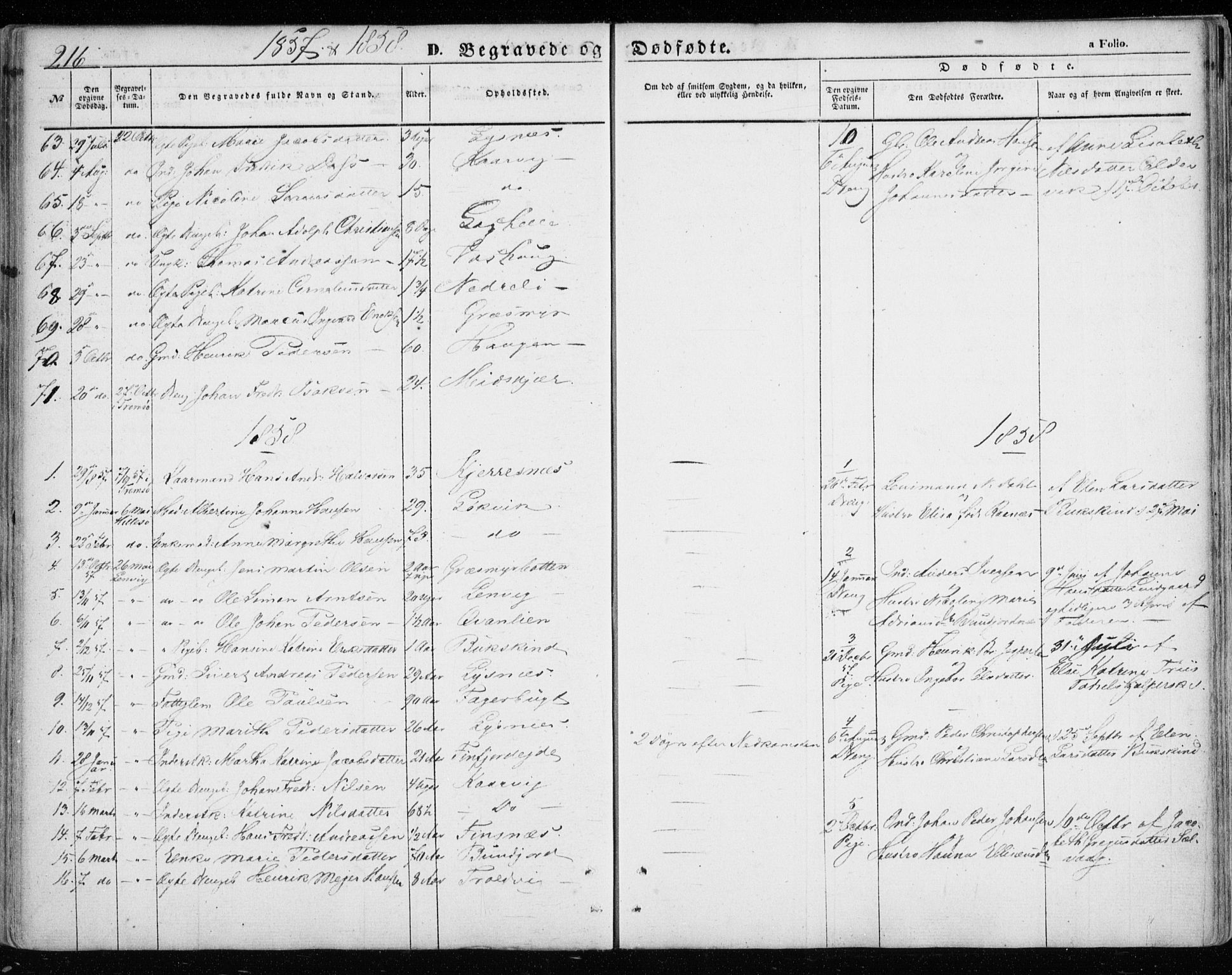 Lenvik sokneprestembete, SATØ/S-1310/H/Ha/Haa/L0007kirke: Parish register (official) no. 7, 1855-1865, p. 216