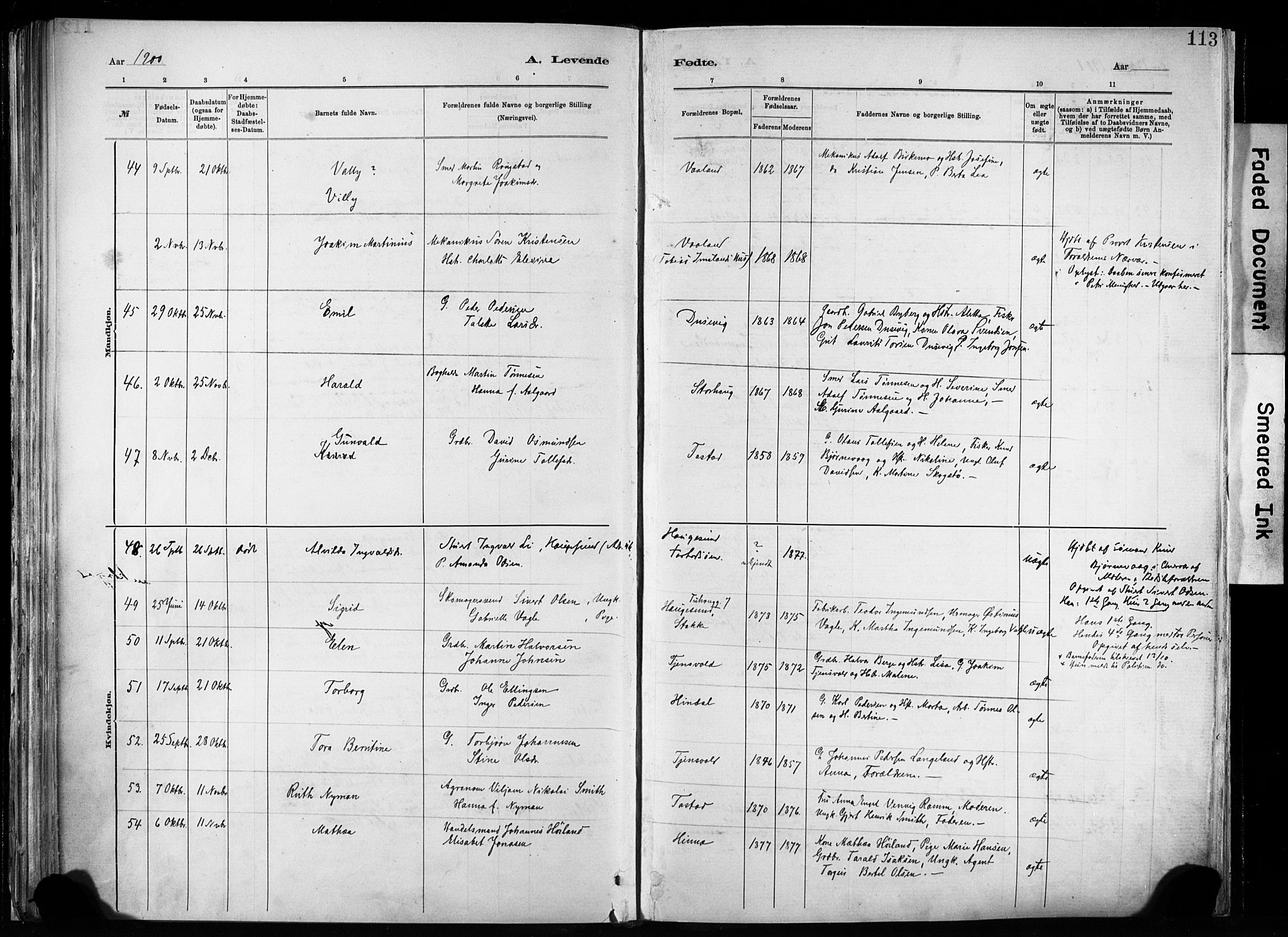 Hetland sokneprestkontor, SAST/A-101826/30/30BA/L0011: Parish register (official) no. A 11, 1884-1911, p. 113