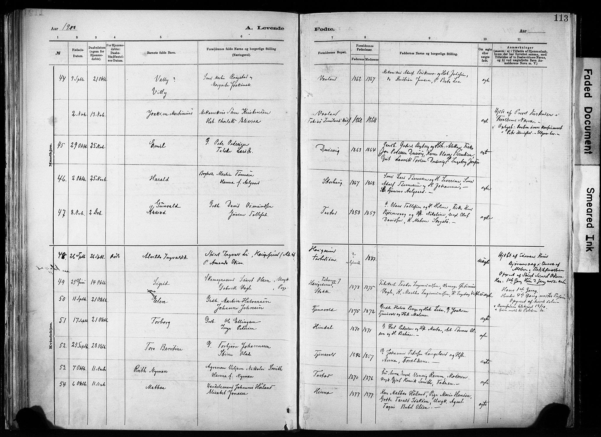 Hetland sokneprestkontor, AV/SAST-A-101826/30/30BA/L0011: Parish register (official) no. A 11, 1884-1911, p. 113