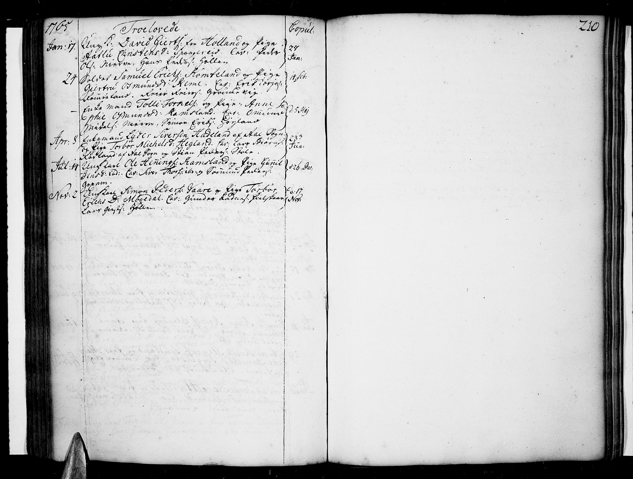 Sør-Audnedal sokneprestkontor, AV/SAK-1111-0039/F/Fa/Fab/L0001: Parish register (official) no. A 1 /2, 1726-1769, p. 210