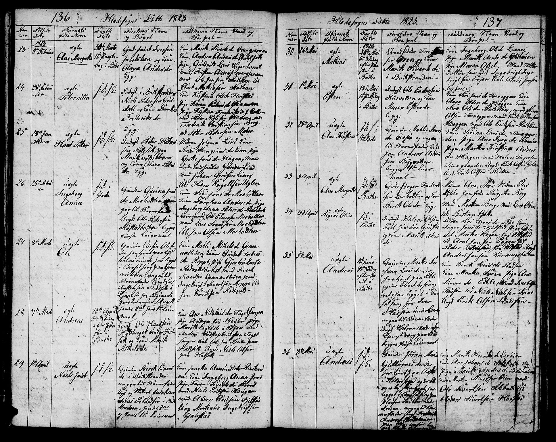 Ministerialprotokoller, klokkerbøker og fødselsregistre - Sør-Trøndelag, SAT/A-1456/606/L0306: Parish register (copy) no. 606C02, 1797-1829, p. 136-137