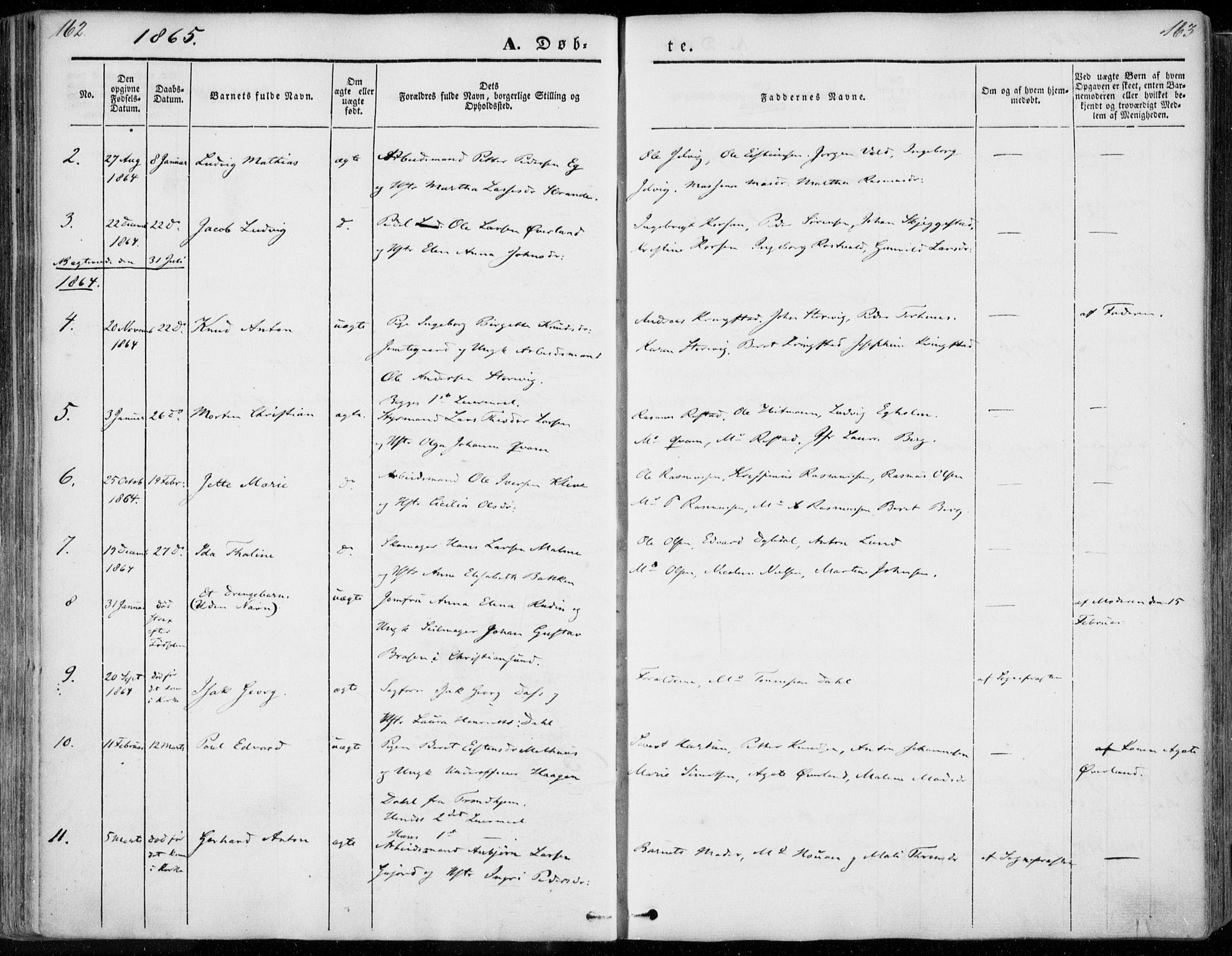 Ministerialprotokoller, klokkerbøker og fødselsregistre - Møre og Romsdal, SAT/A-1454/558/L0689: Parish register (official) no. 558A03, 1843-1872, p. 162-163