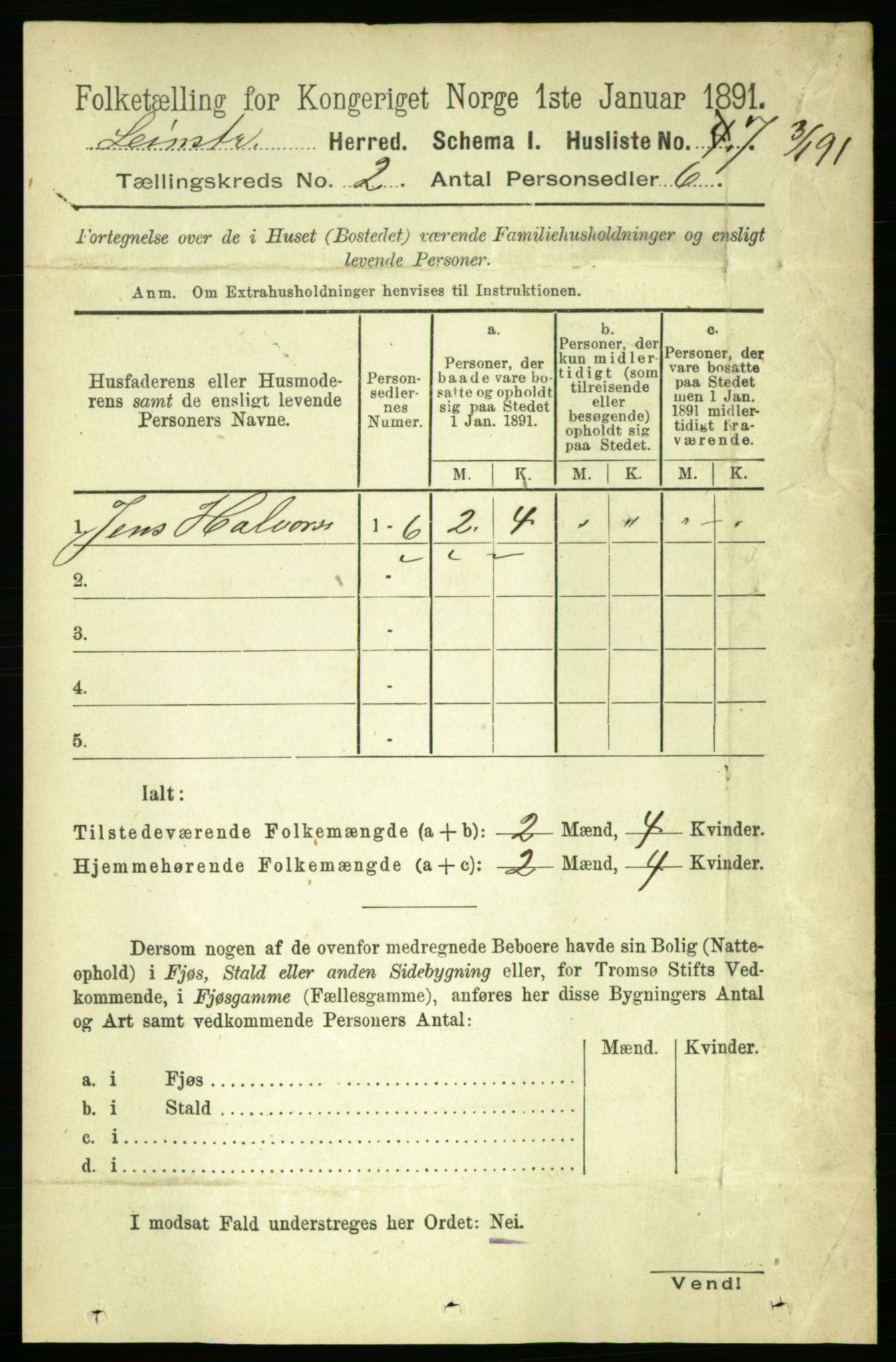 RA, 1891 census for 1654 Leinstrand, 1891, p. 427