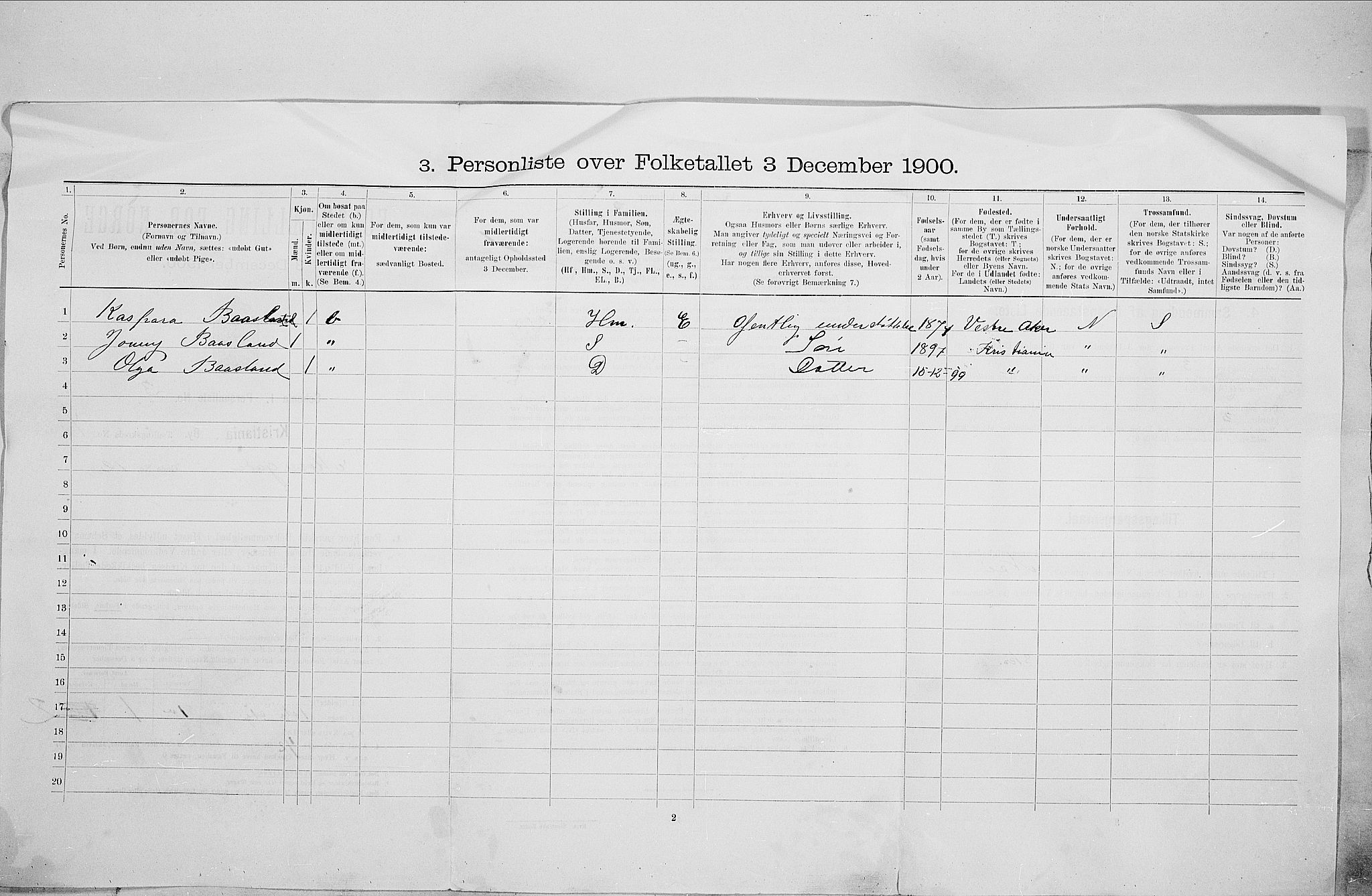 SAO, 1900 census for Kristiania, 1900, p. 59633