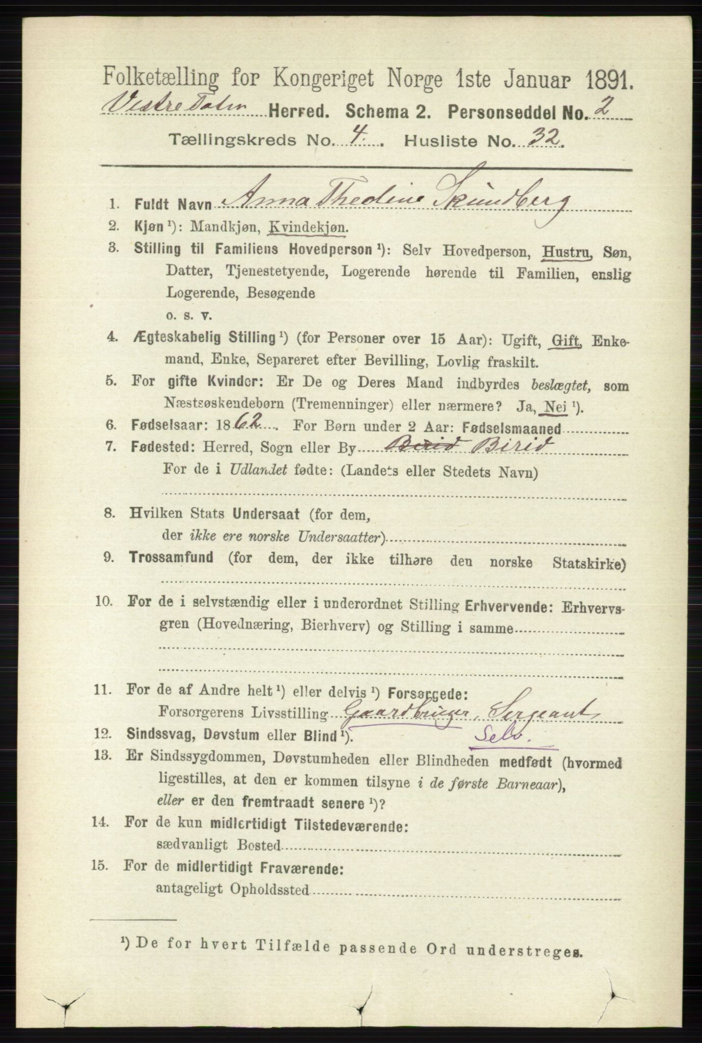 RA, 1891 census for 0529 Vestre Toten, 1891, p. 2886