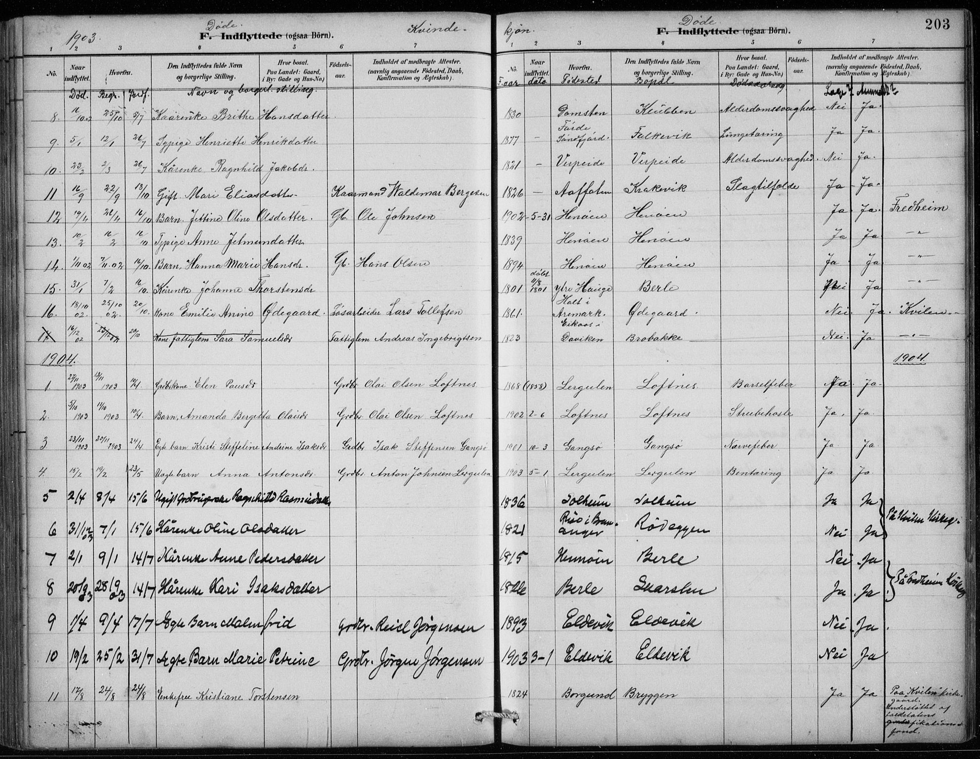 Davik sokneprestembete, SAB/A-79701/H/Hab/Habc/L0002: Parish register (copy) no. C 2, 1889-1906, p. 203