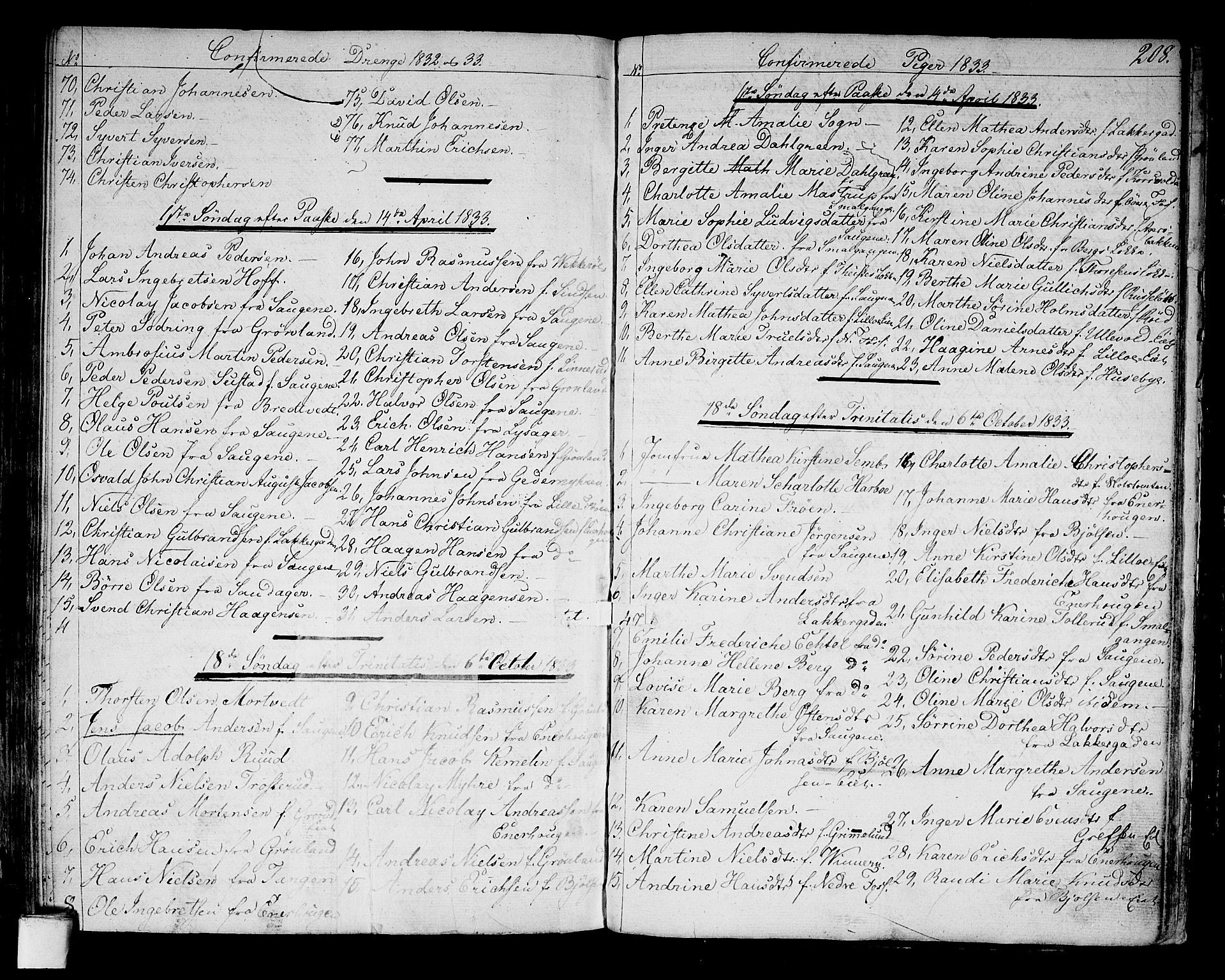 Aker prestekontor kirkebøker, AV/SAO-A-10861/G/L0006: Parish register (copy) no. 6, 1830-1838, p. 208